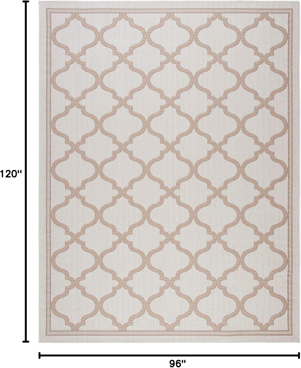 SAFAVIEH Bermuda Tamaya Geometric Machine Washable Indoor/Outdoor Area Rug, Ivory/Beige, 8' x 10'