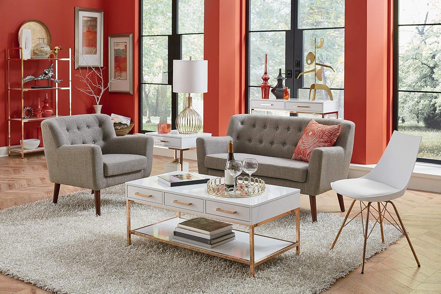 Mill Lane Chair with Coffee Legs Green - OSP Home Furnishings: Upholstered Polyester, Mid-Century Modern