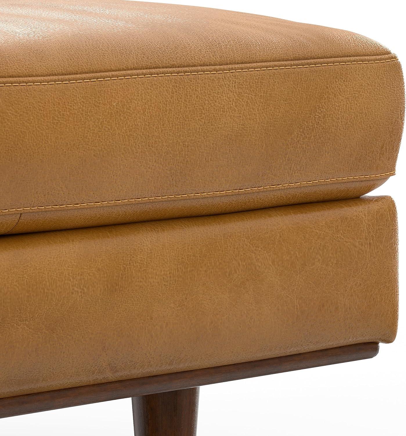 Morrison 49" Wide Modern Large Rectangular Ottoman in Sienna Genuine Leather