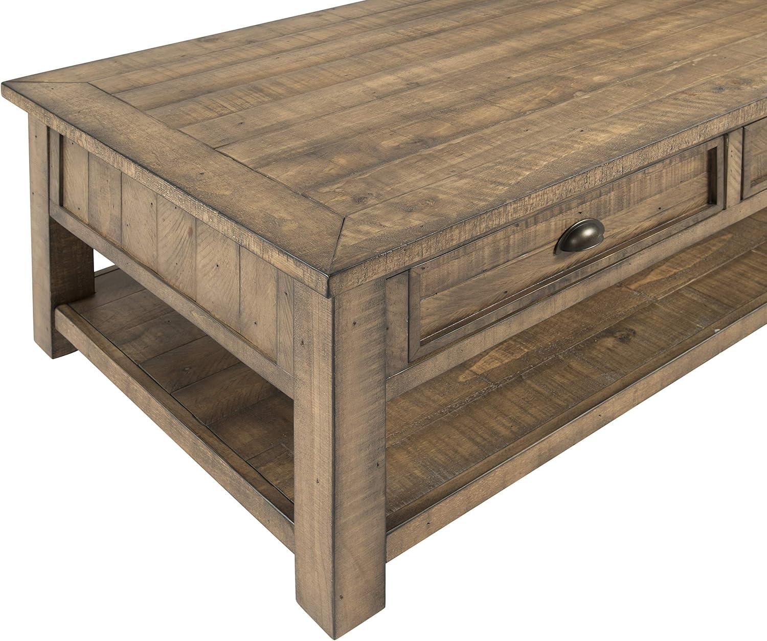 Coastal Style Rectangular Wooden Coffee Table with 2 Drawers, Brown- Saltoro Sherpi
