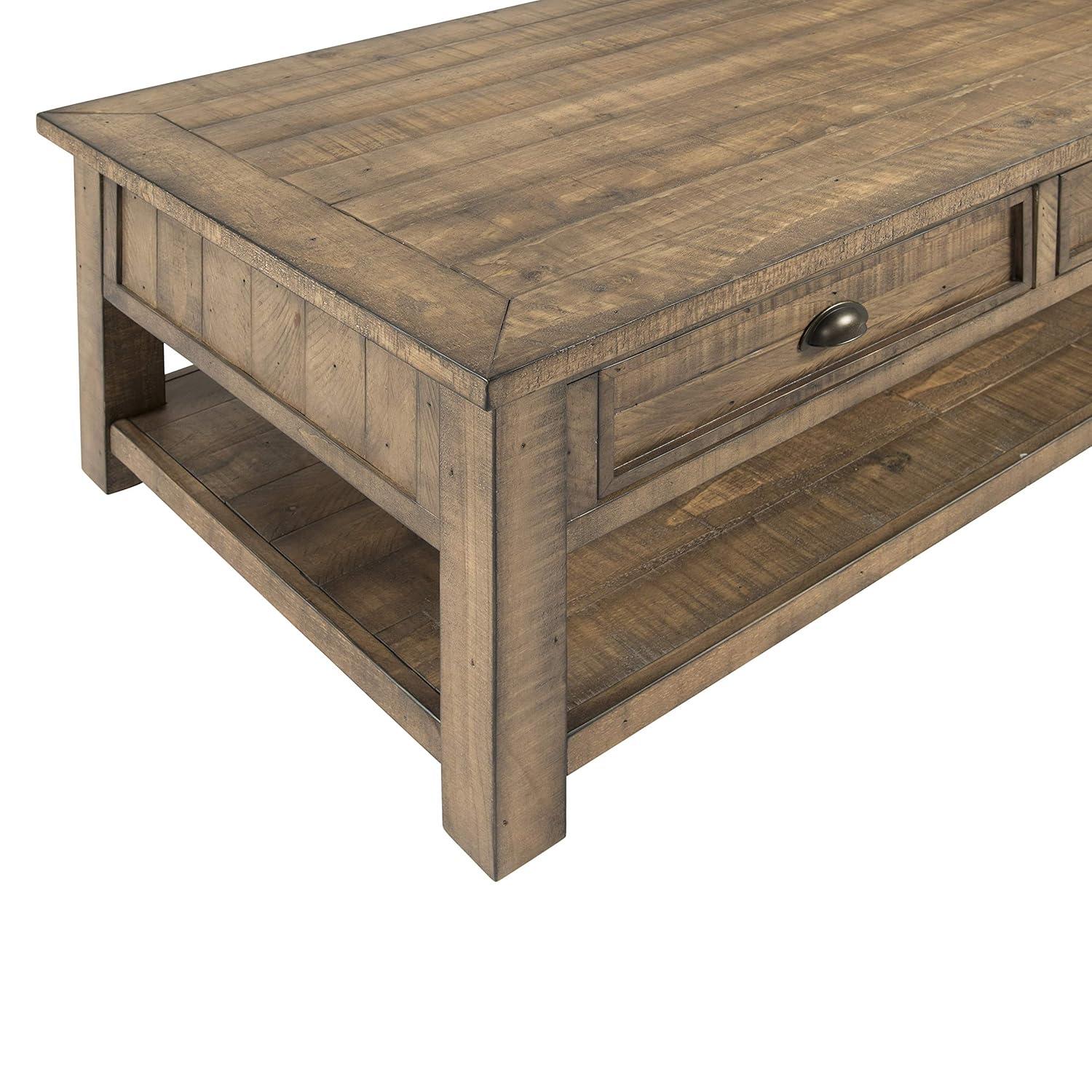 Coastal Style Rectangular Wooden Coffee Table with 2 Drawers, Brown- Saltoro Sherpi