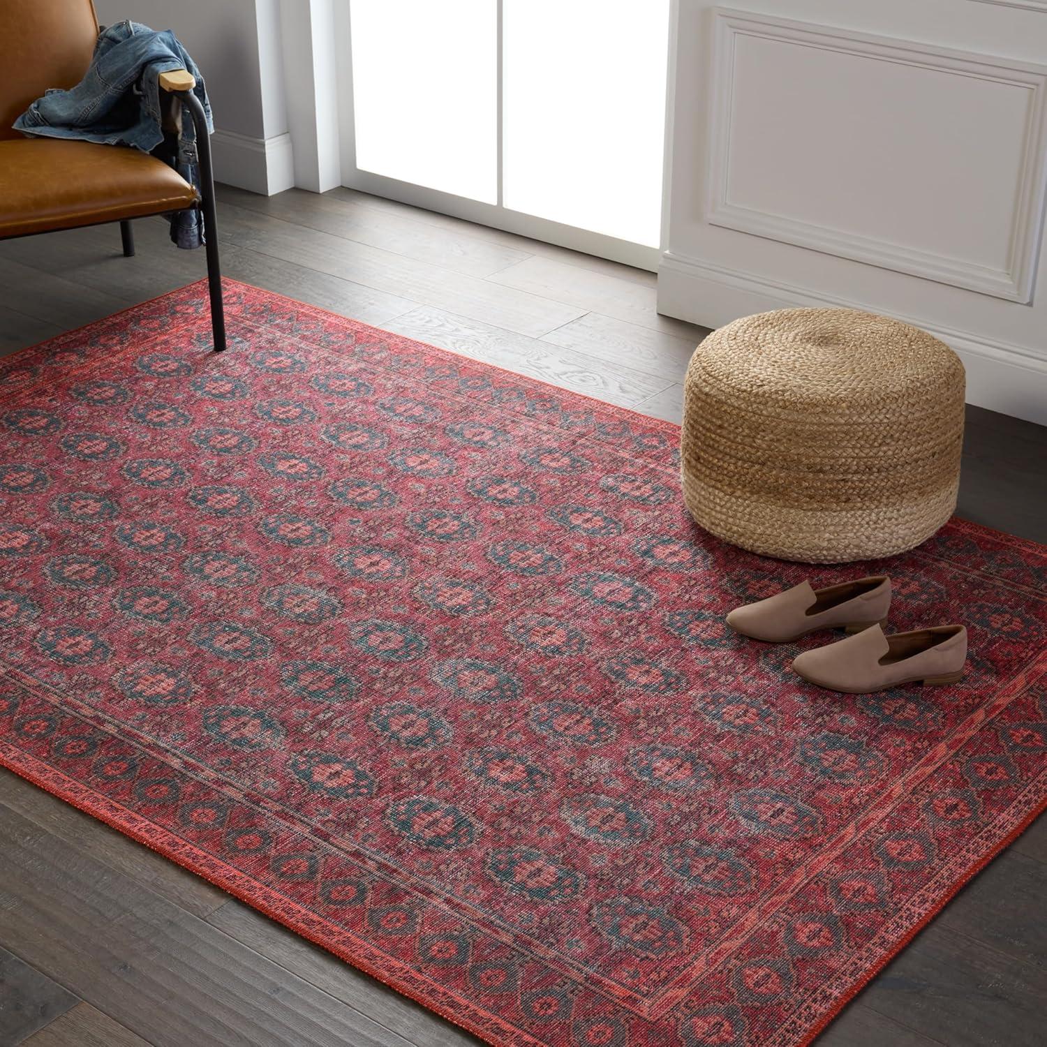 Kate Lester + Jaipur Living Machine Washable Kalinar Power Loom Performance Dark Red/Blue Rug & Reviews | Wayfair