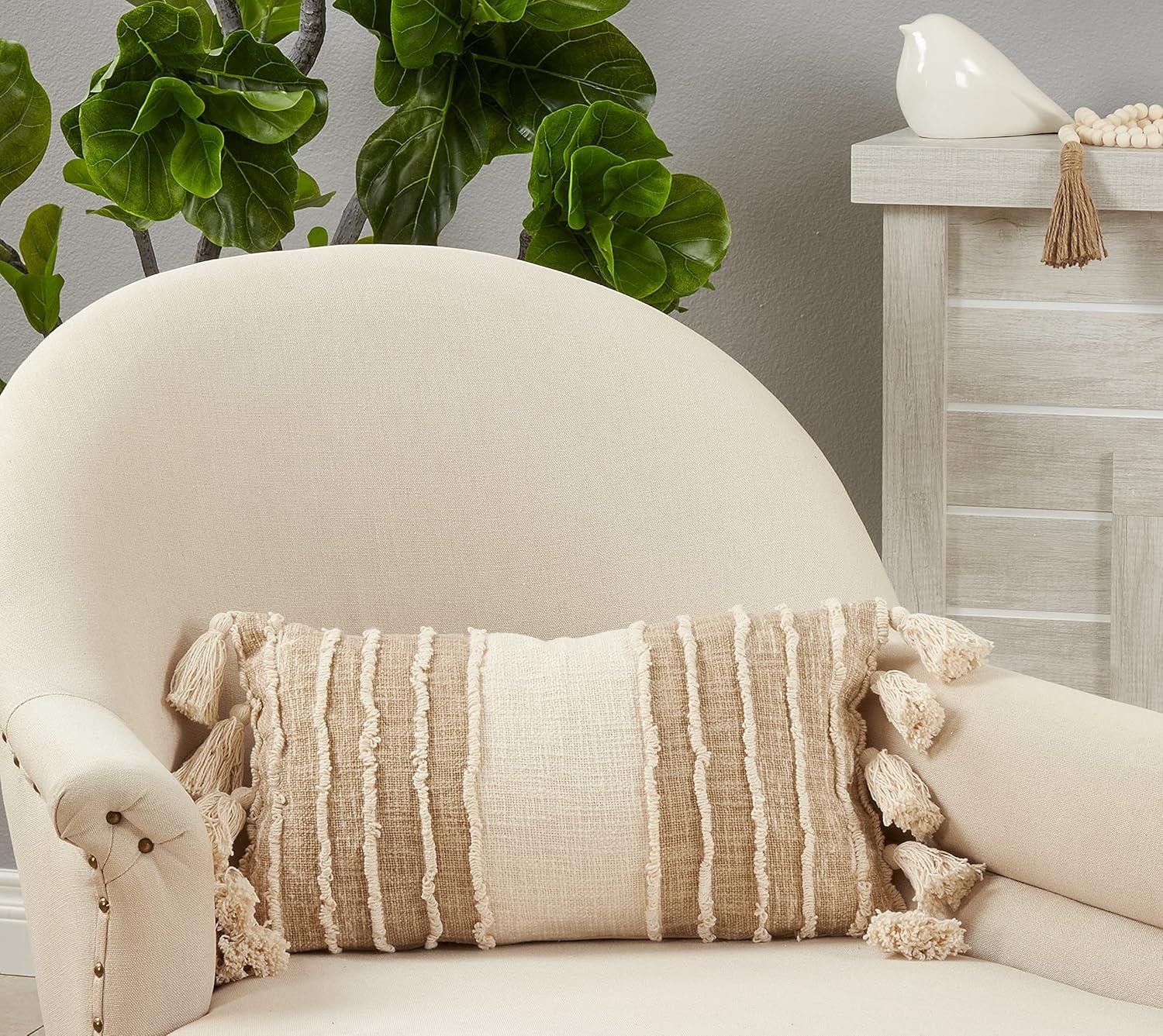 Saro Aziza Collection Tassels Cotton Throw Pillow