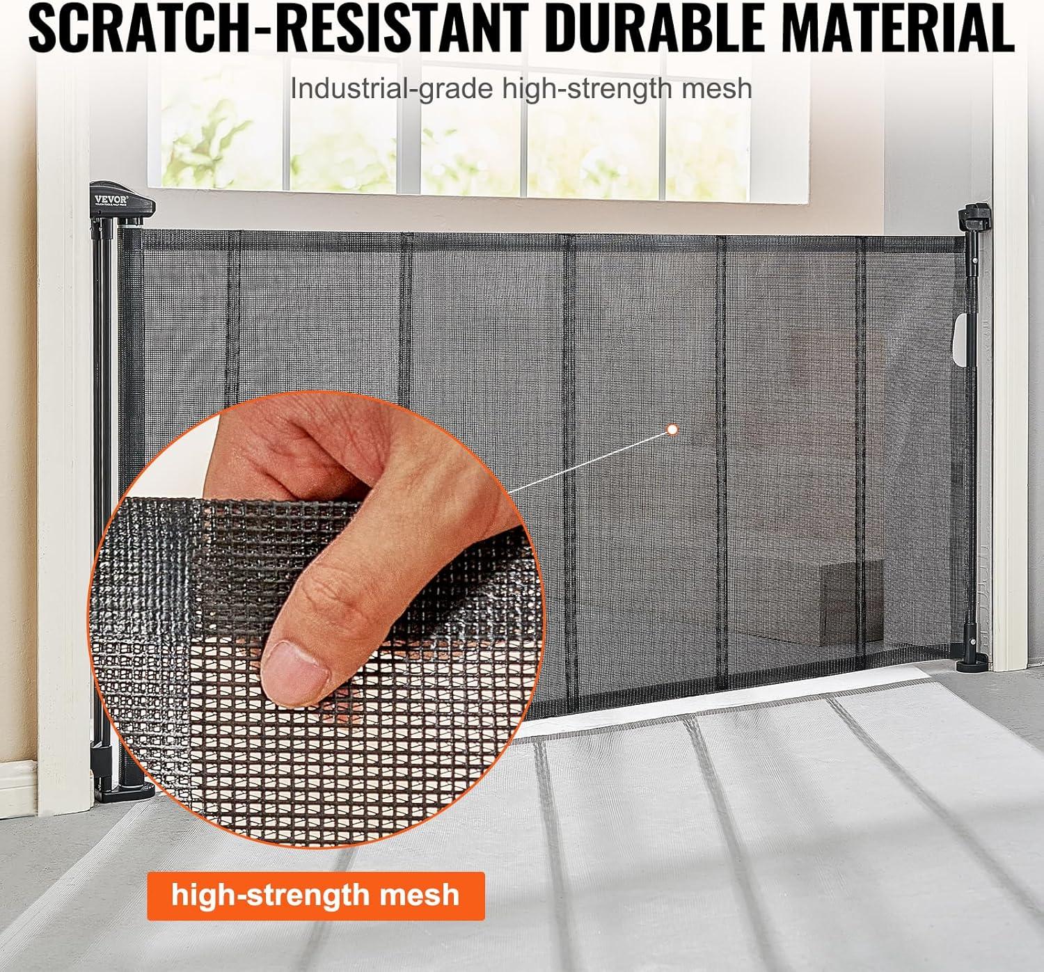 VEVOR VEVOR Retractable Gate Black Plastic Wall Mounted Pet Gate