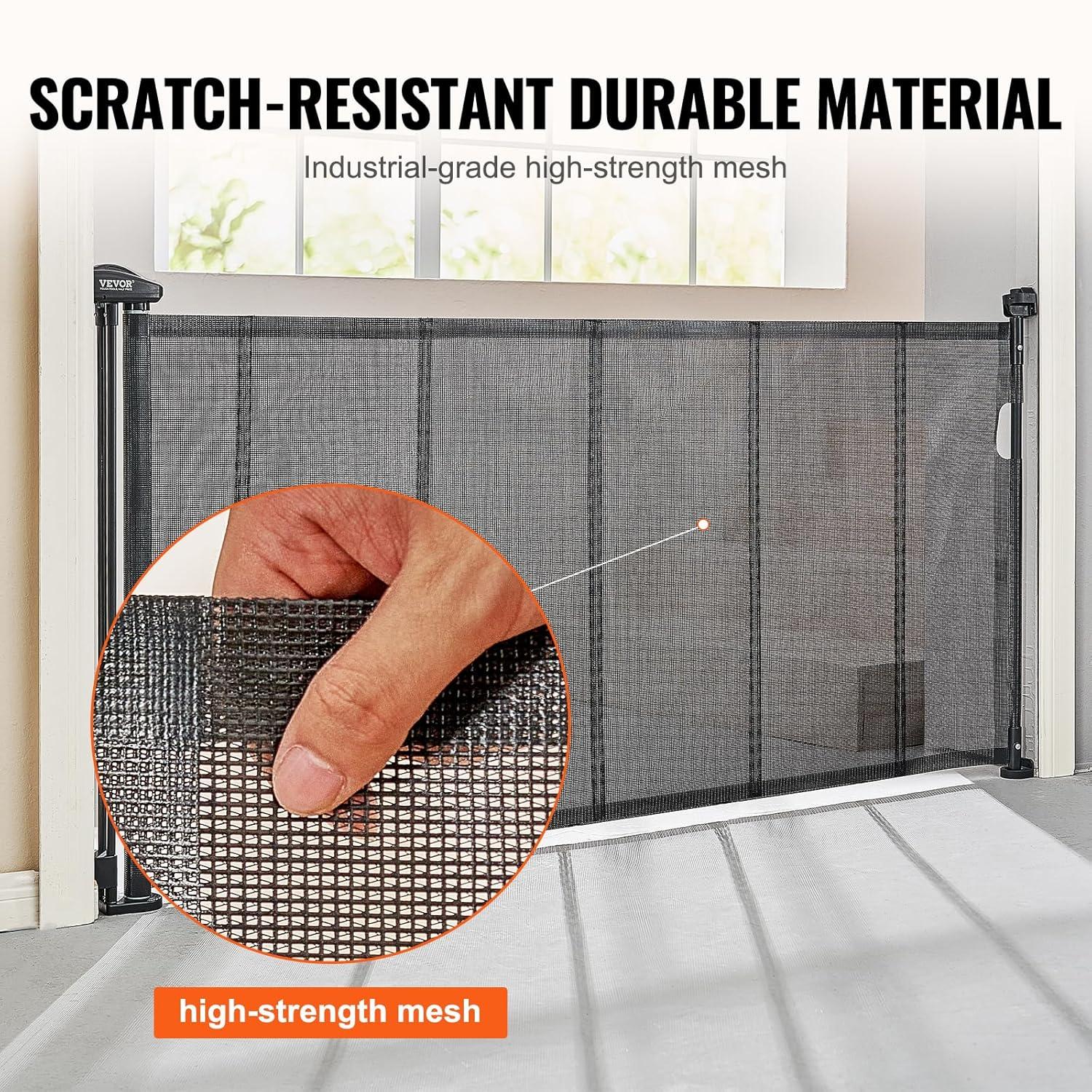 VEVOR VEVOR Retractable Gate Black Plastic Wall Mounted Pet Gate