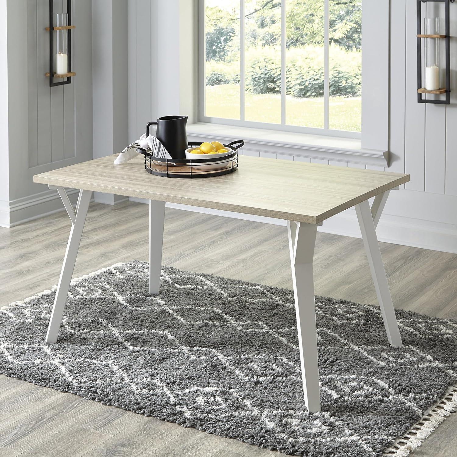 Beige and White Rectangular Wood Dining Table, 55"