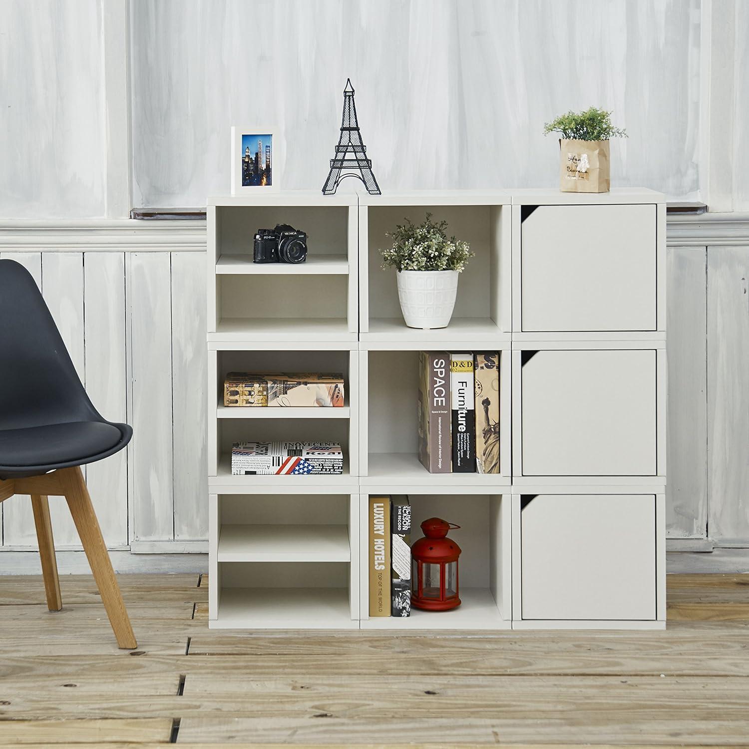 Way Basics Modular Connect Shelf Cube Cubby Storage Stackable Closet Organizer Display Shelf, White