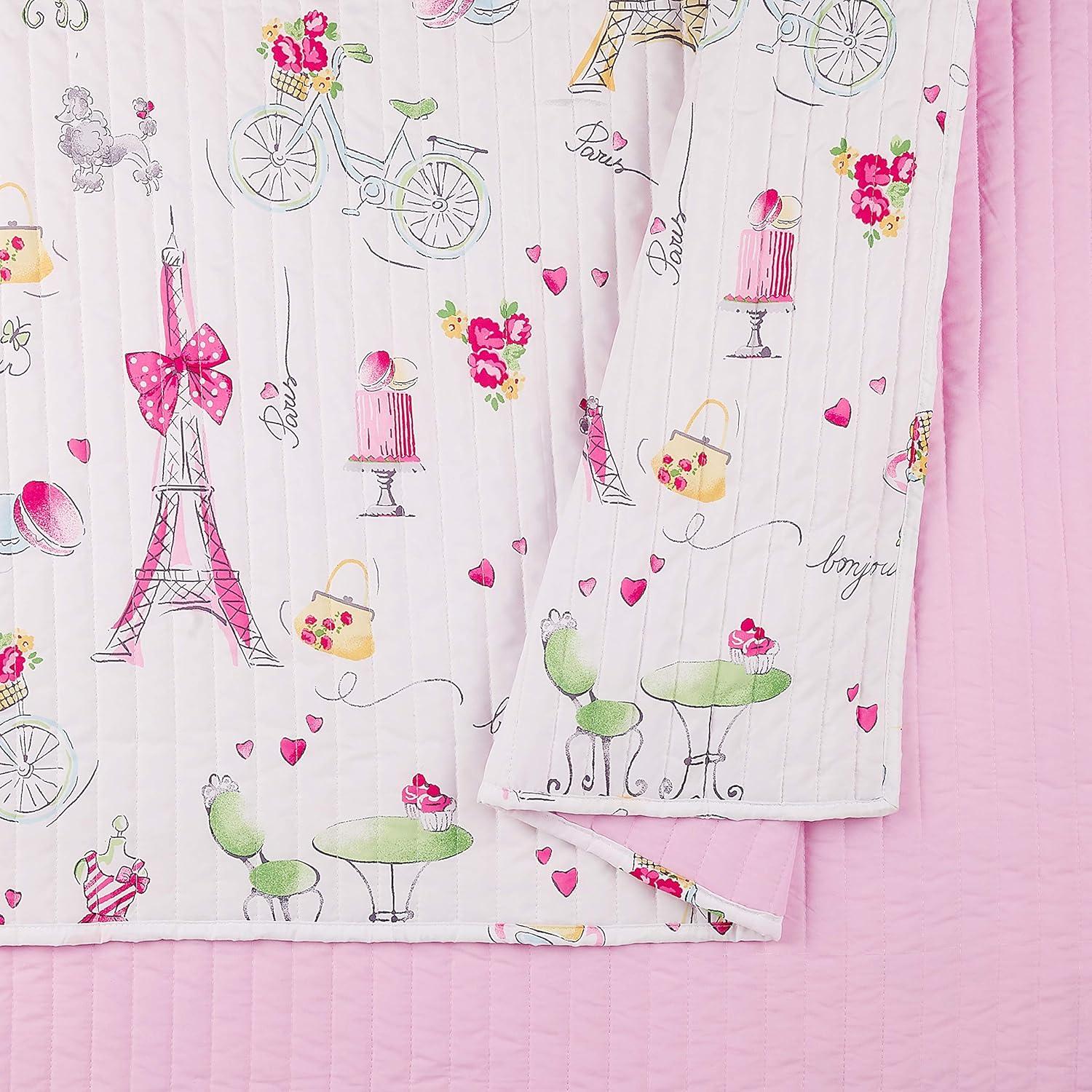 Urban Playground Pretty in Paris Reversible Pink Quilt Set