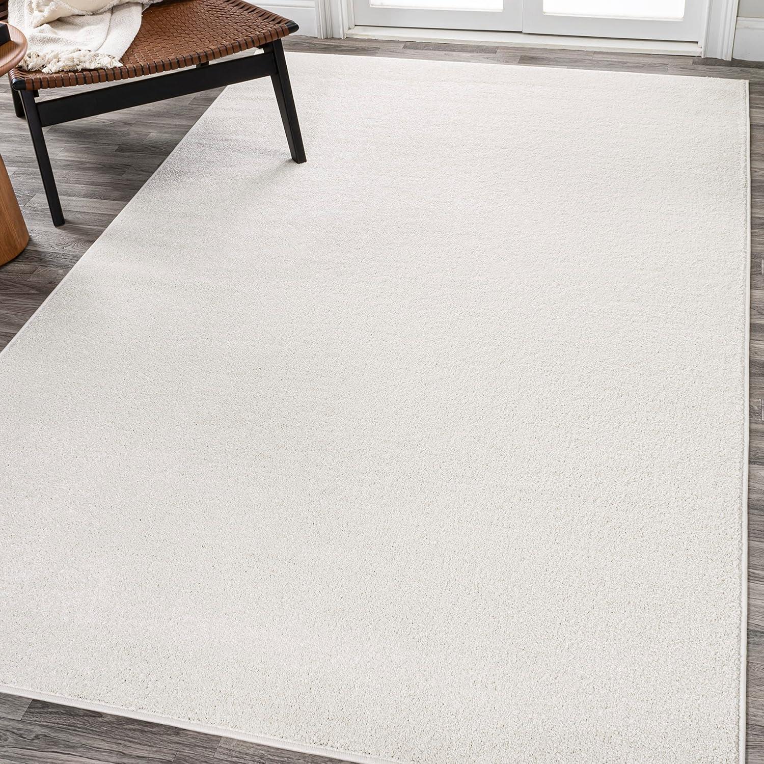 10' X 14' Rectangle Haze Solid Low-Pile Area Rug , Cream - JONATHAN Y