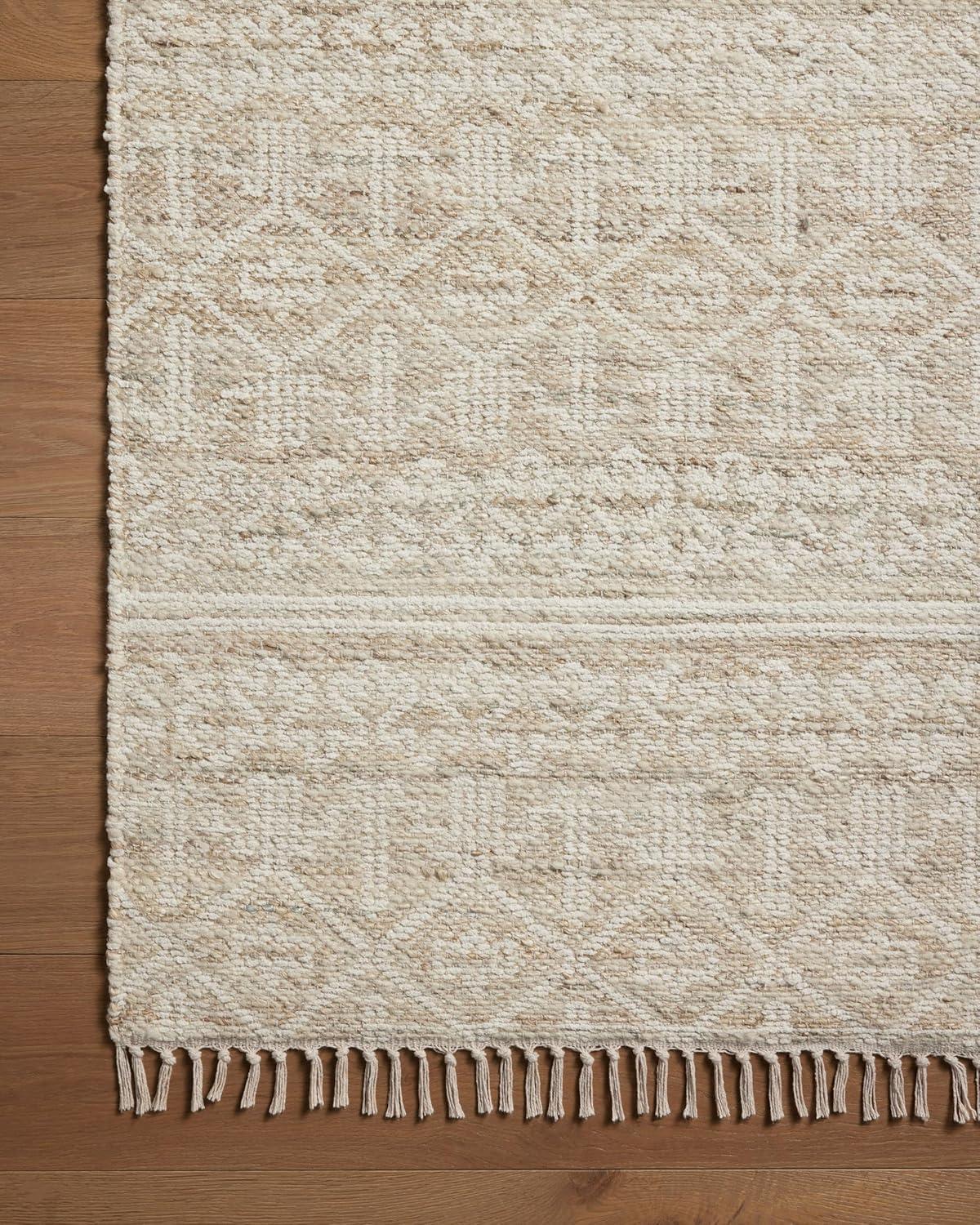 Ivory Sand Geometric Wool Cotton Flat Woven Rug 7'-9" x 9'-9"