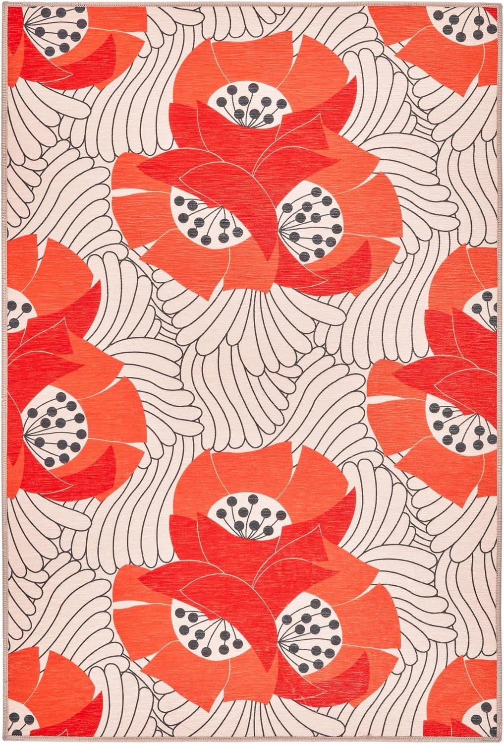 Annie Selke - Dash & Albert Japanese Poppy Multi Machine Washable Rug, 5x8, Multi