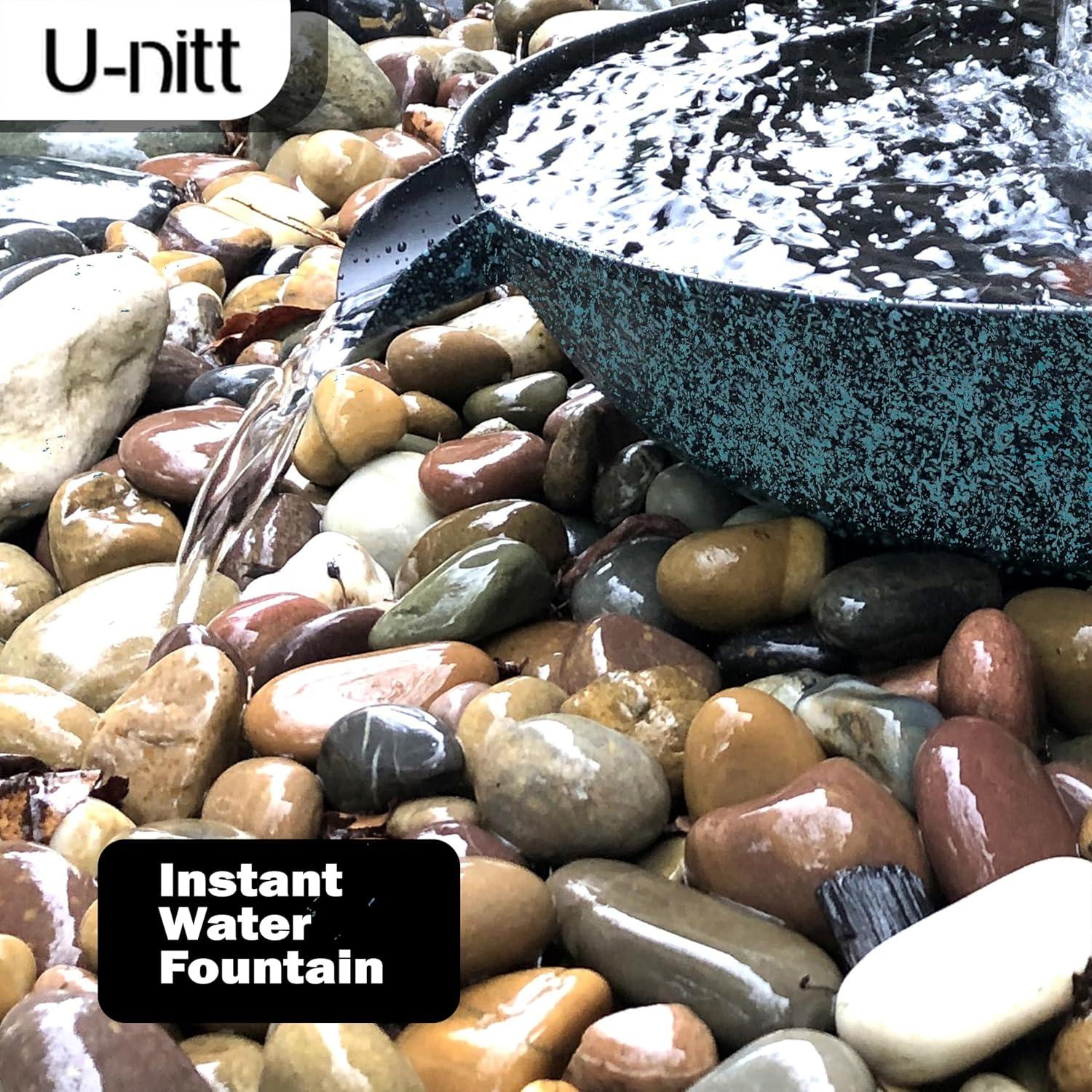 U-nitt 12" Anchoring Basin/Bowl/Dish for Gutter Rain Chain, Spill Bowl for Fountain, with Scupper, Birdbath Alternative, with Attachment Chain, Black Powder Coated with Patina, 972PA