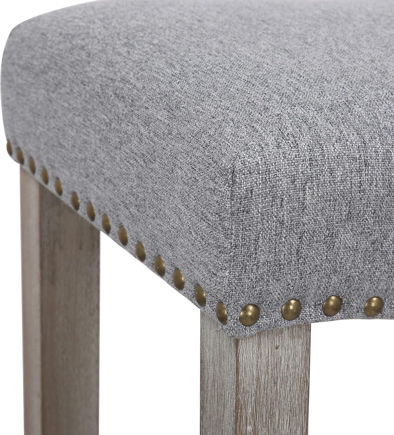 Polytrends Jameson Upholstered Polyester 24" Counter Stool - Gray Legs/ Saddle Seat Antique Gray/Gray Wood Polyester Fabric 250lbs