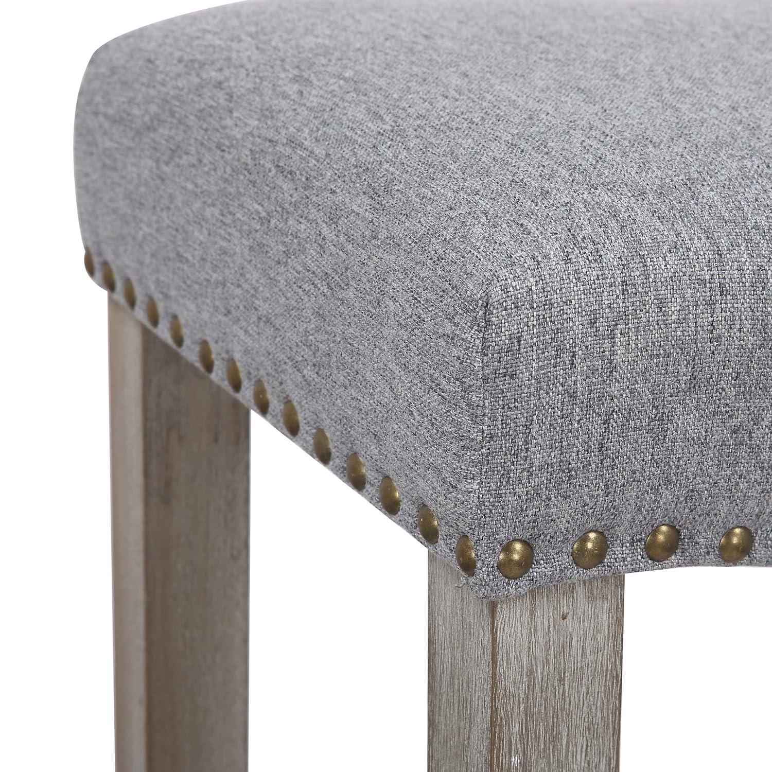 Polytrends Jameson Upholstered Polyester 24" Counter Stool - Gray Legs/ Saddle Seat Antique Gray/Gray Wood Polyester Fabric 250lbs