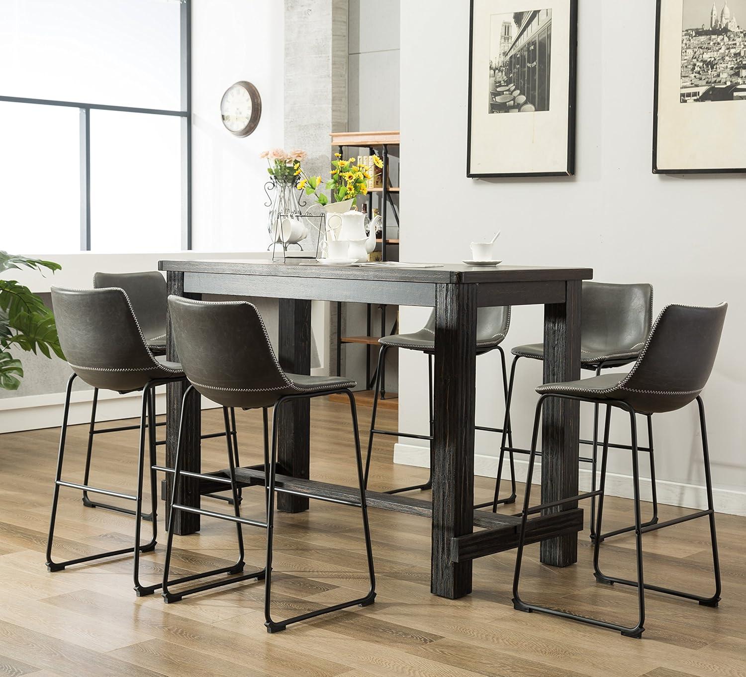 Roundhill Furniture Lotusville 7 Piece Bar Height Pub Table Set