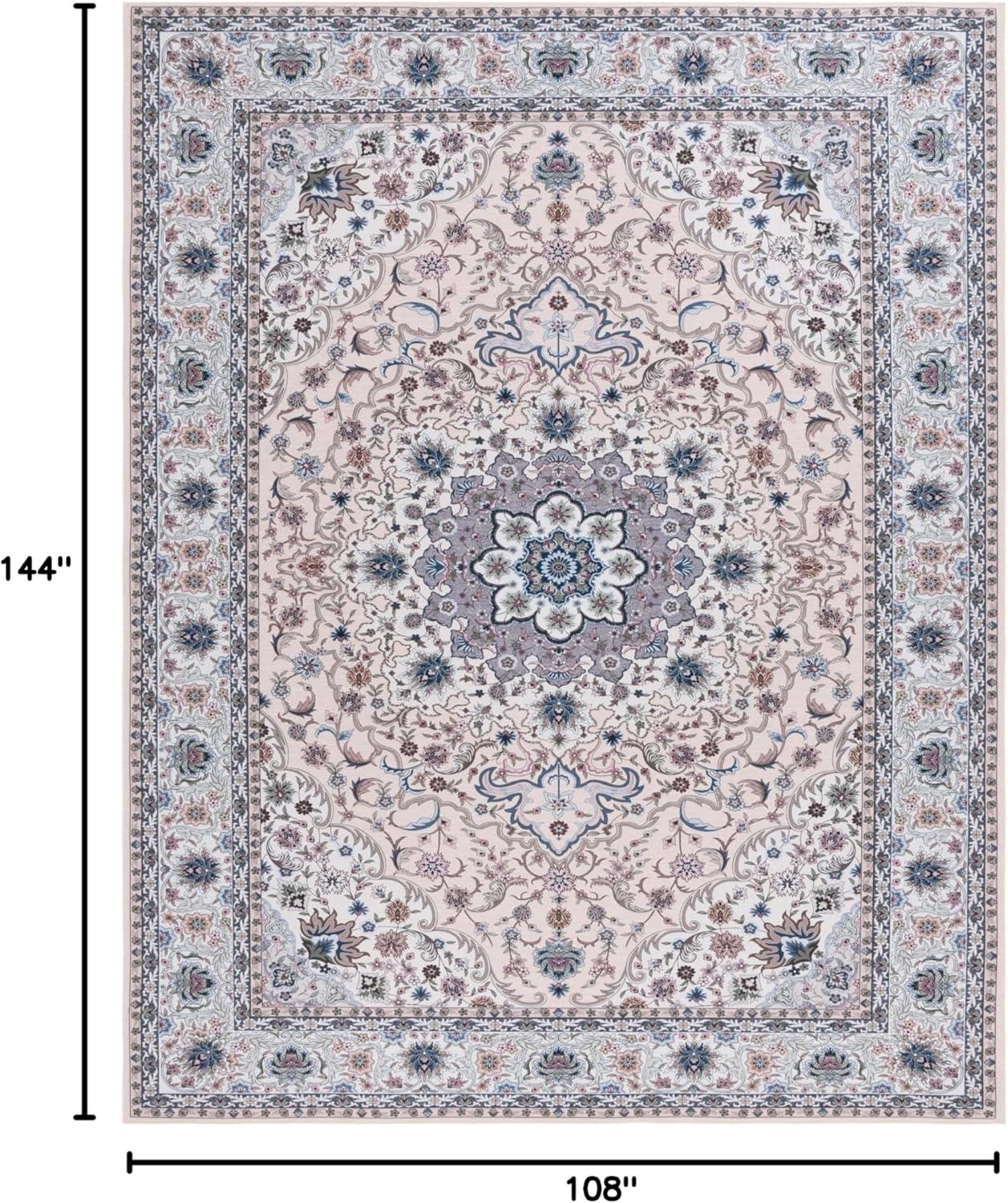 Tucson Vintage Persian TSN123 Power Loomed Machine Washable Skid-Resistant Indoor Area Rug - Beige/Green - 9'x12' - Safavieh