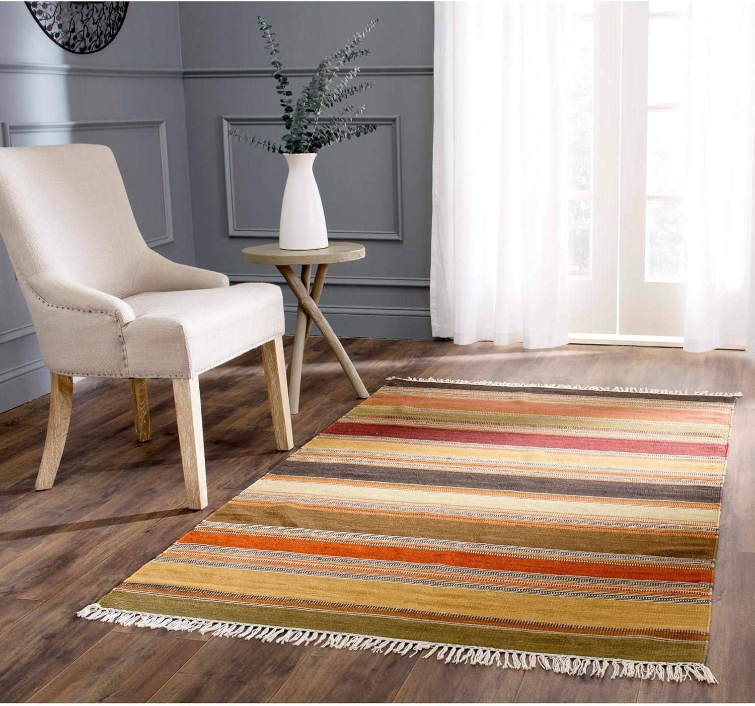 Striped Kilim STK315 Hand Woven Indoor Area Rug - Gold - 6'x9' - Safavieh