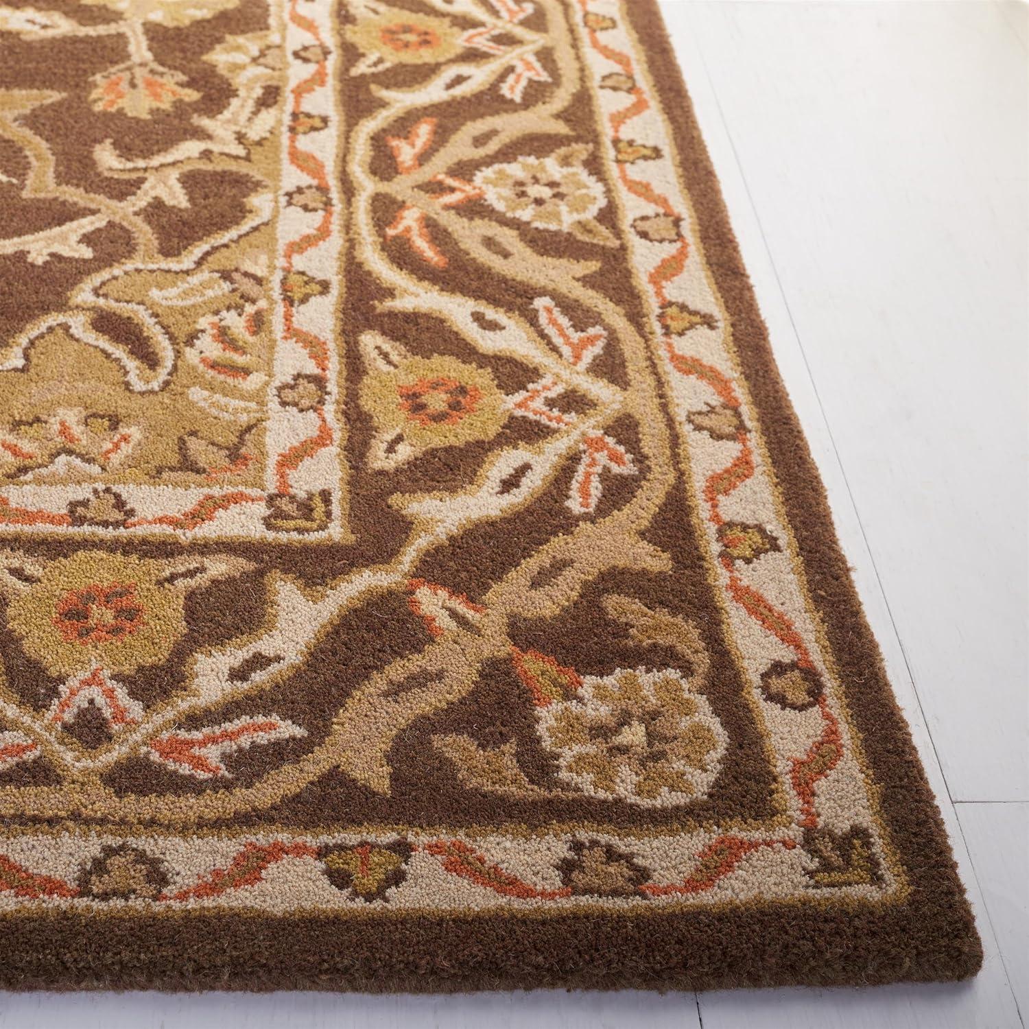 SAFAVIEH Classic Roxanne Floral Bordered Wool Area Rug, Brown, 5' x 8'