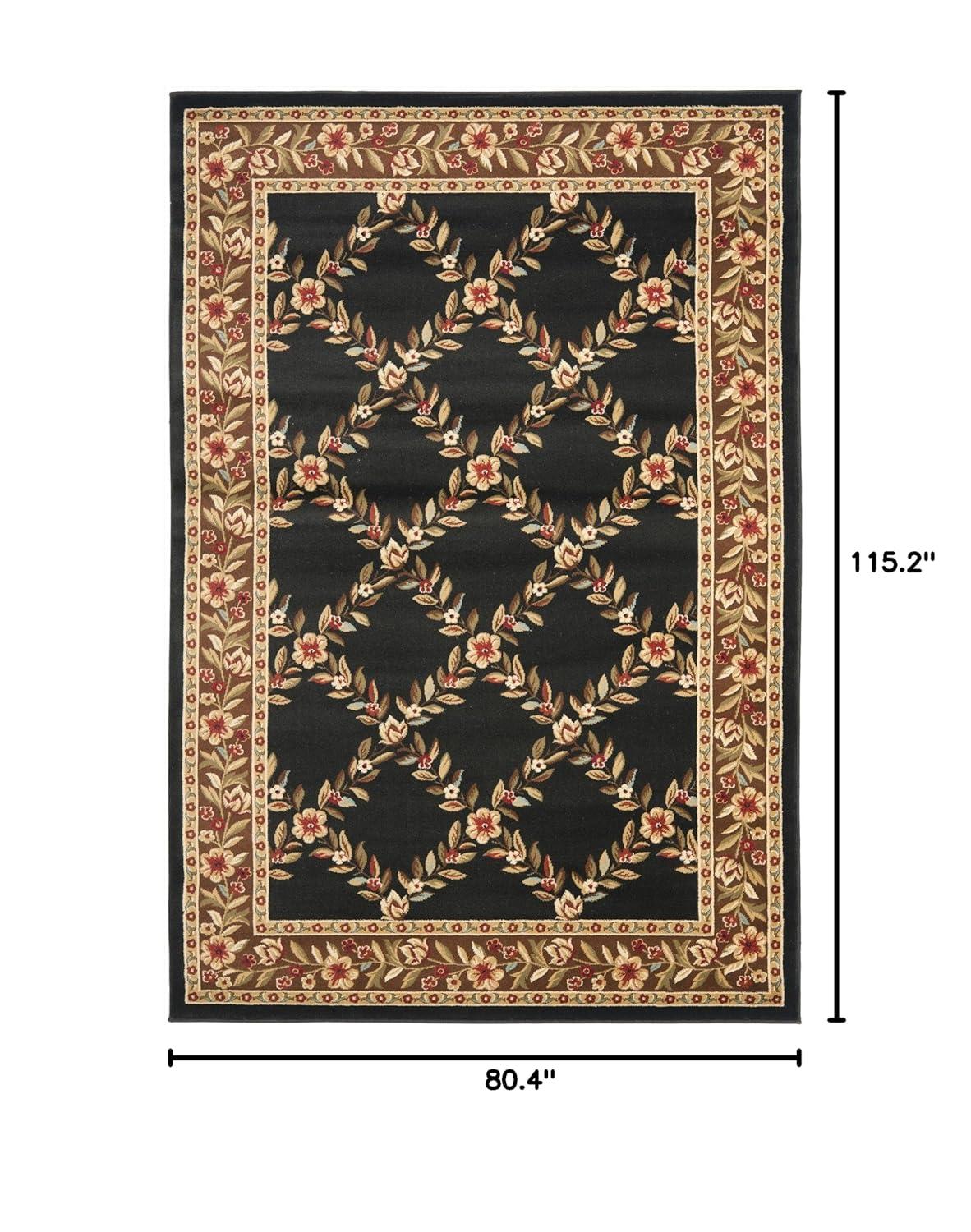 Lyndhurst LNH557 Power Loomed Area Rug - Black/Brown - 6'7"x9'6" - Safavieh