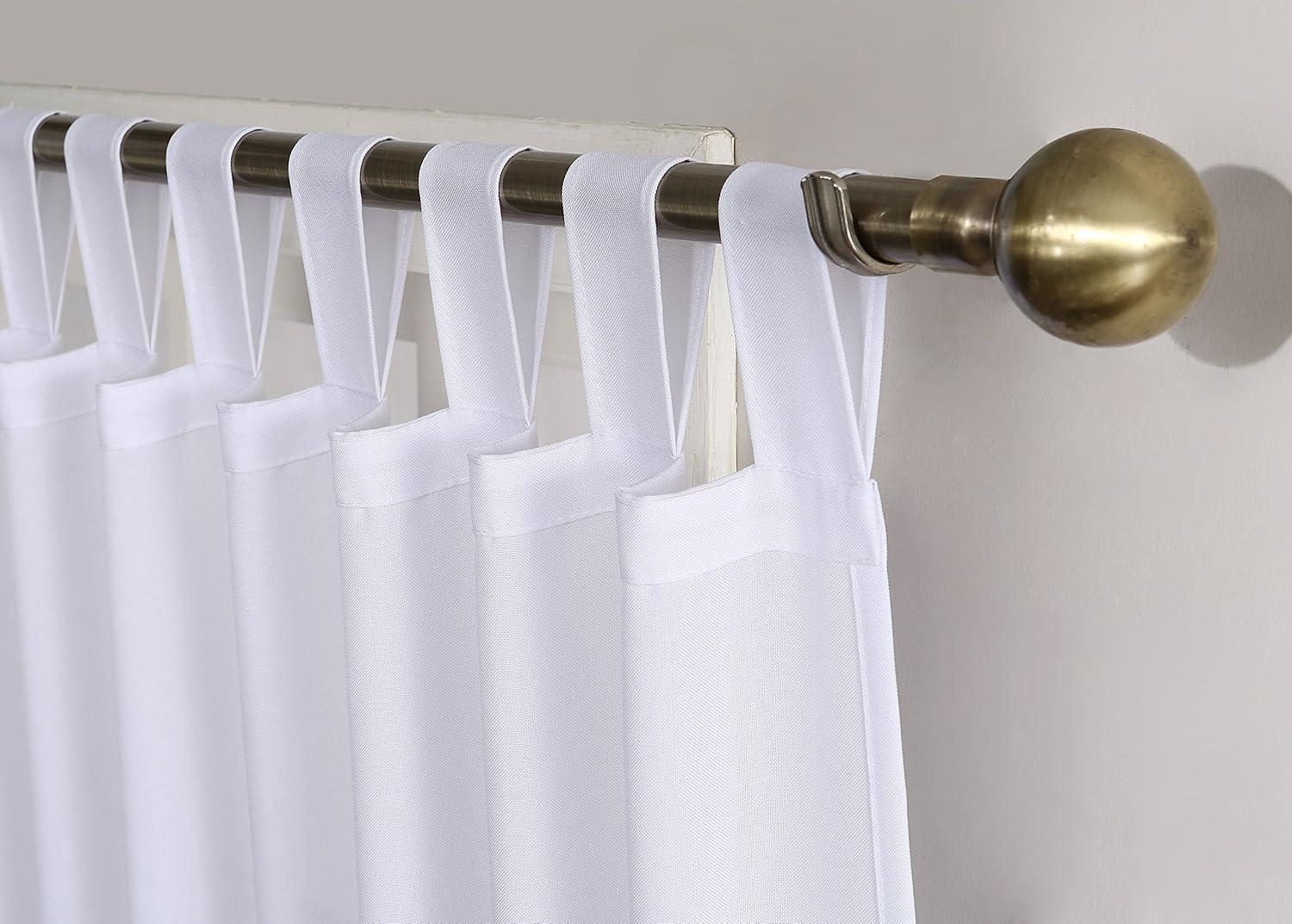 40"x84" No. 918 Light Filtering Semi-Sheer Joshua Heathered Texture Tab Top Curtain Panel White: Transitional Style, Machine Washable