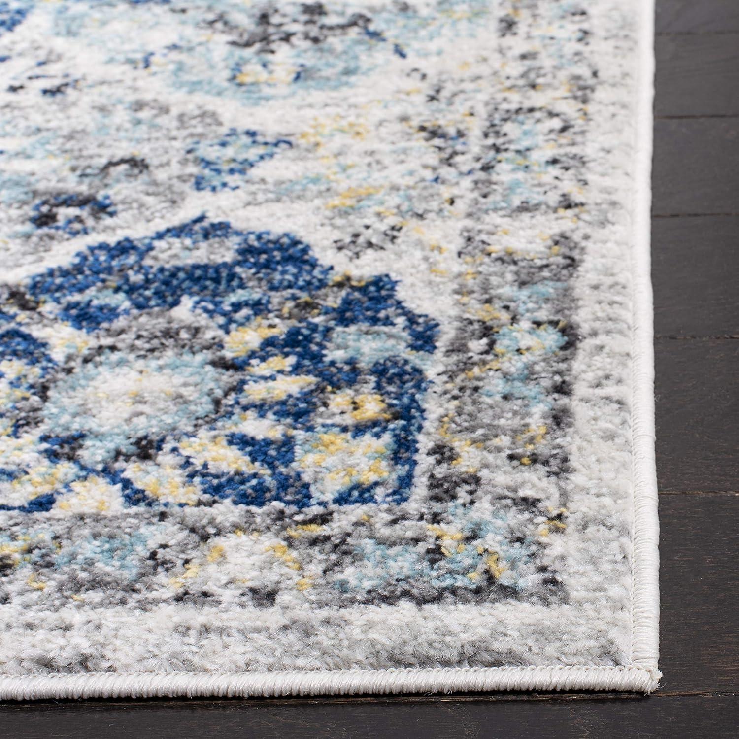 Madison MAD611 Power Loomed Indoor Area Rug - Ivory/Aqua - 4'x4' - Safavieh