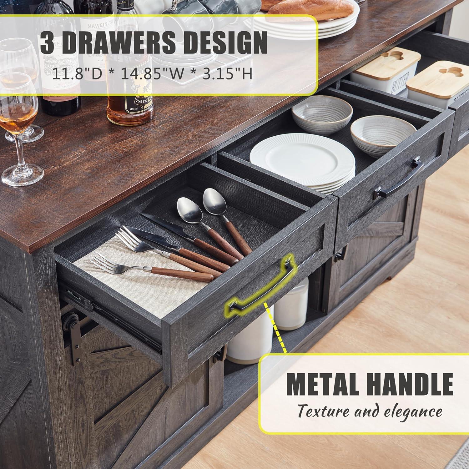 SinCiDo Buffet Cabinet with Storage, 34" Tall Wooden Arched Sideboard Cabinet with/Adjustable Shelf, Fluted Accent Cabinet for Dining Room, Kitchen