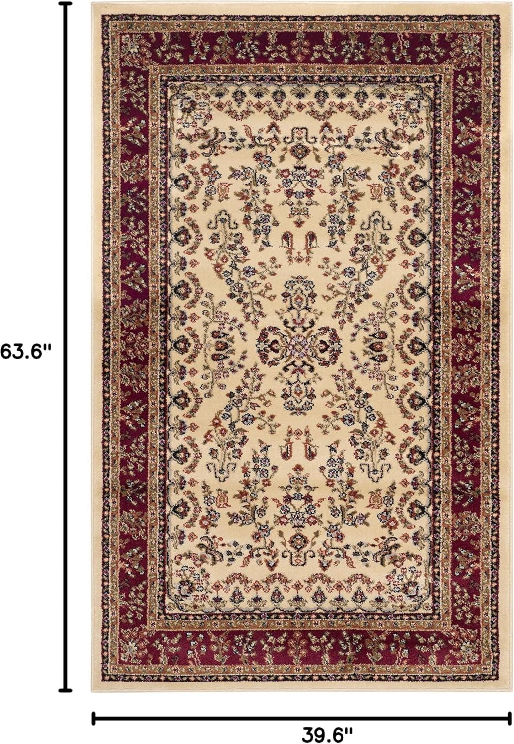 Lyndhurst Sarouk LNH331 Power Loomed Accent Rug - Ivory/Red - 3'3"x5'3" - Safavieh