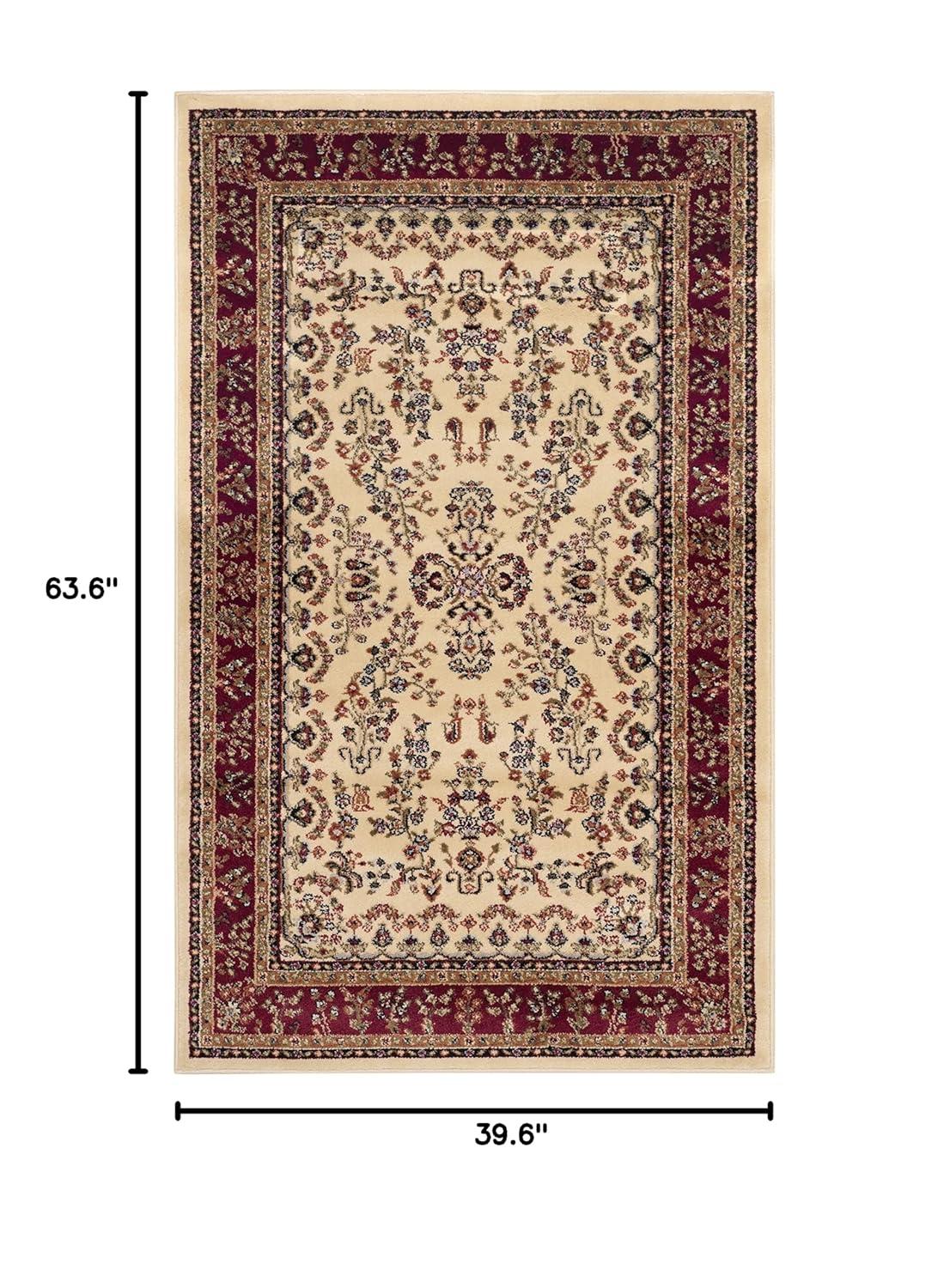 Lyndhurst Sarouk LNH331 Power Loomed Accent Rug - Ivory/Red - 3'3"x5'3" - Safavieh
