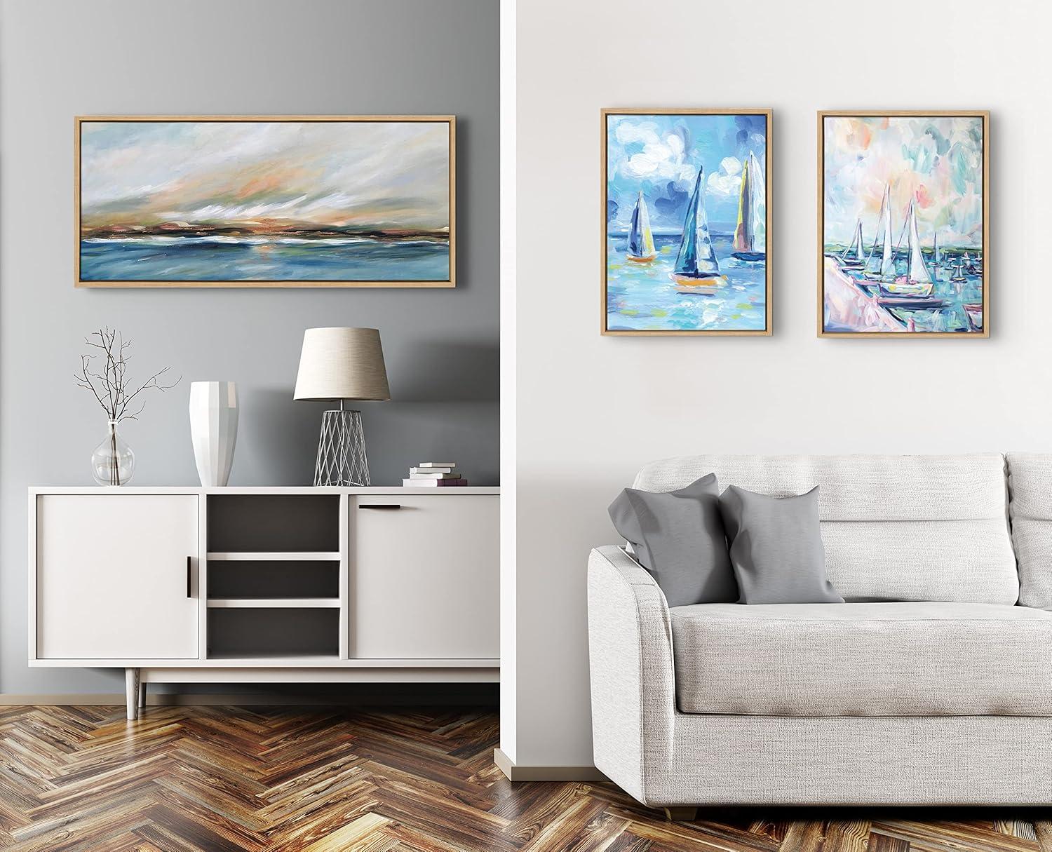 18" x 40" Sylvie Sunday Morning Framed Canvas by Mary Sparrow Natural - Kate & Laurel All Things Decor