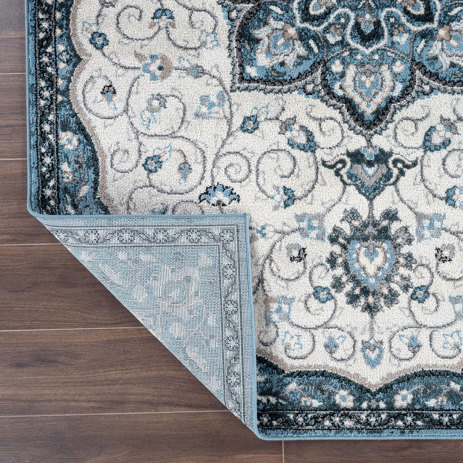 World Rug Gallery Traditional Medallion Area Rug - BLUE 2'x7'