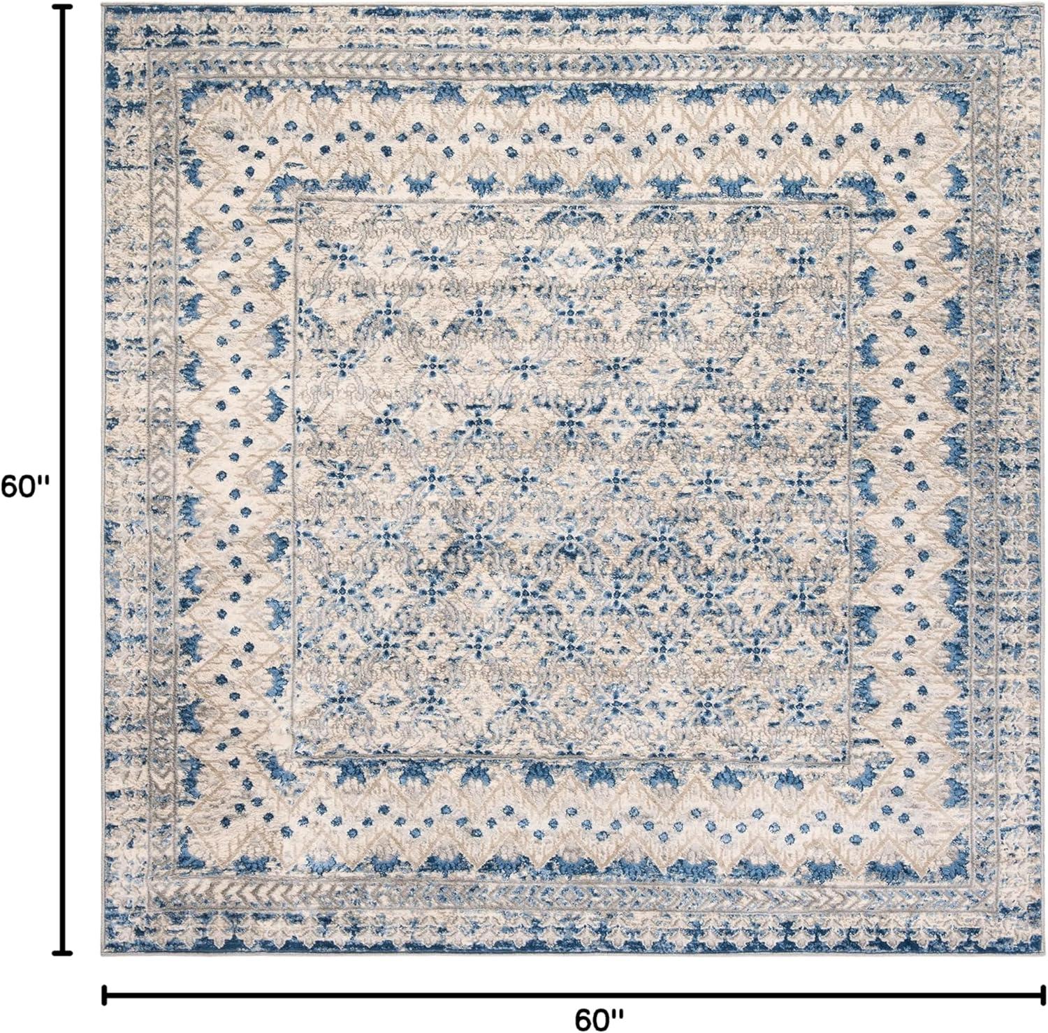 Brentwood BNT899 Power Loomed Indoor Area Rug - Light Grey/Blue - 5'x5' - Safavieh