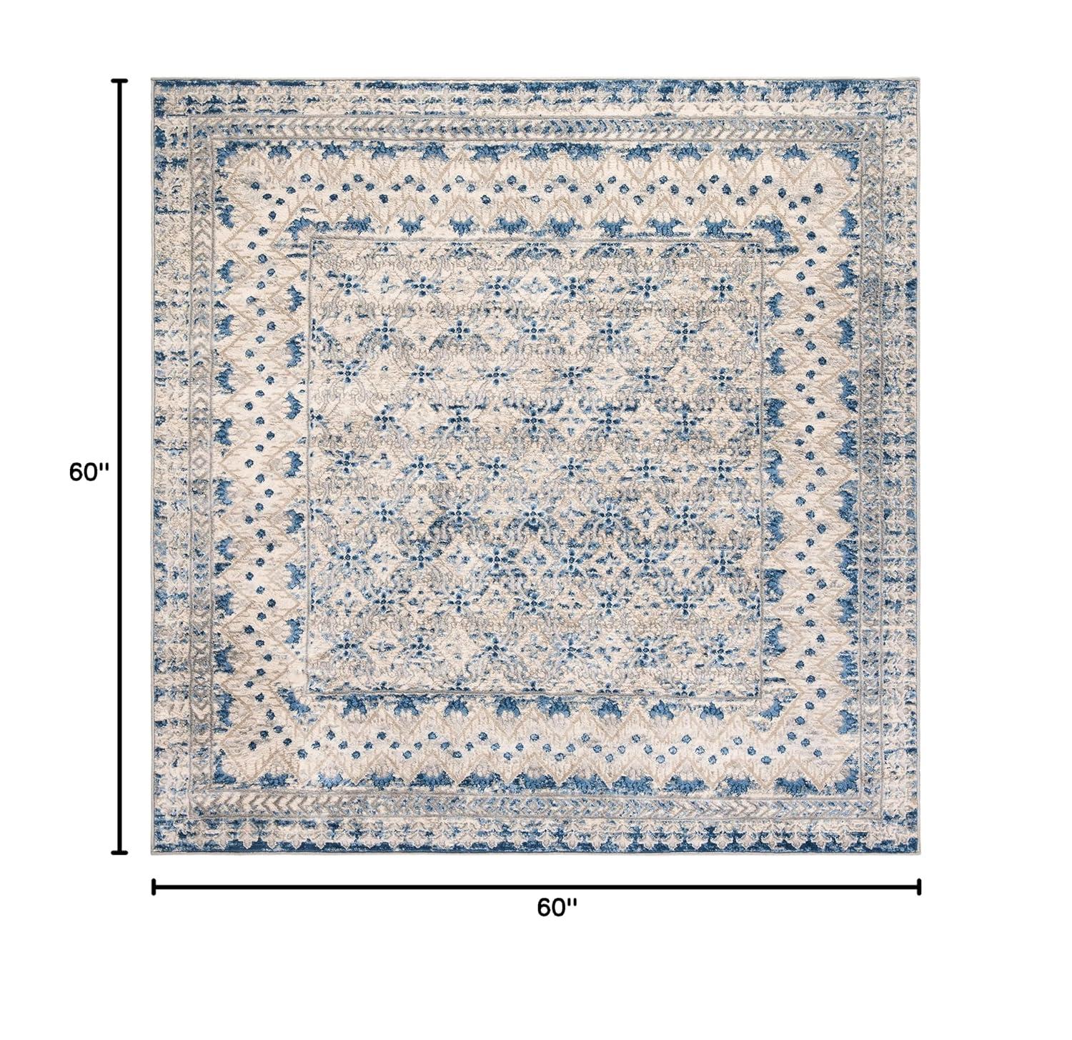 Brentwood BNT899 Power Loomed Indoor Area Rug - Light Grey/Blue - 5'x5' - Safavieh