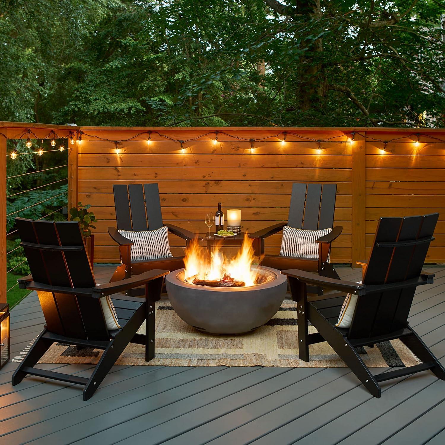 Black HDPE Modern Adirondack Chair with Arms