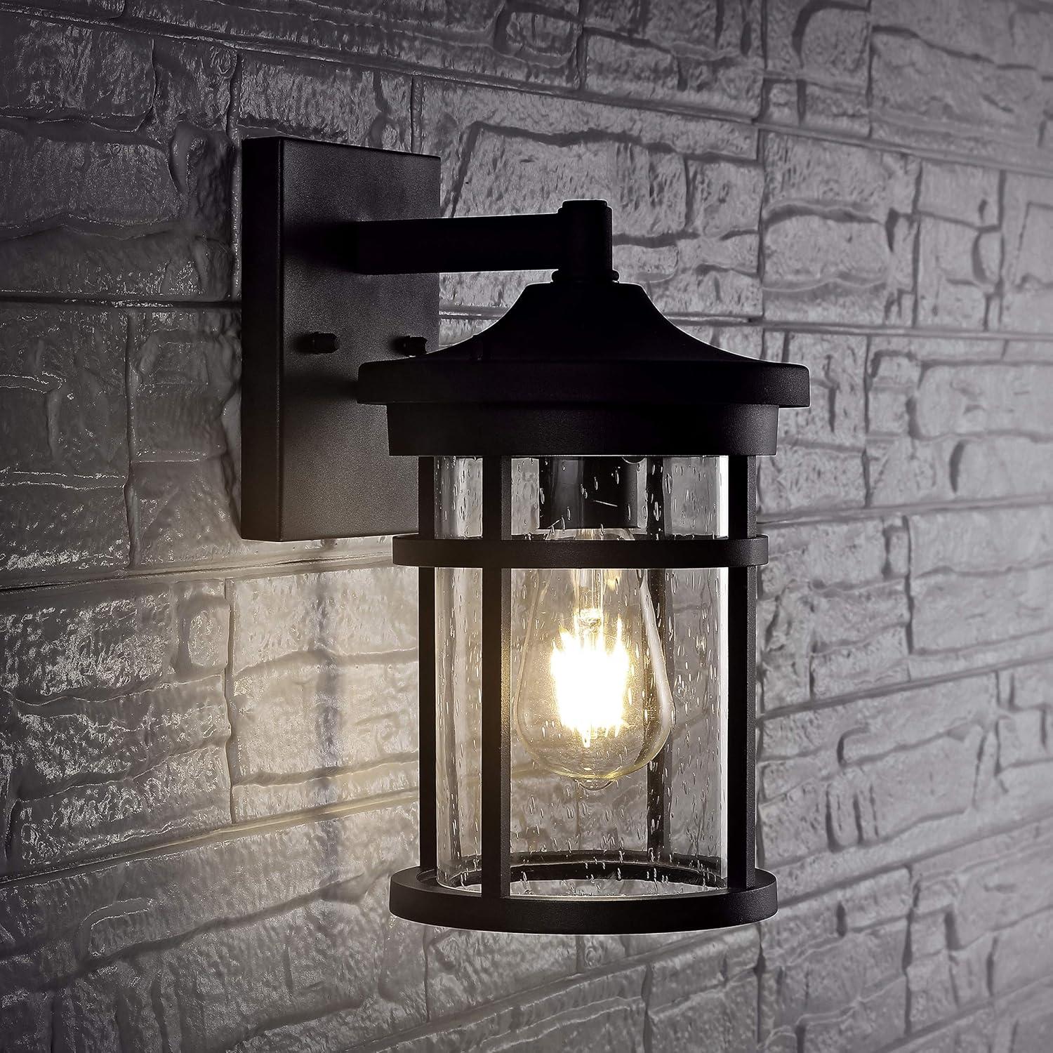 SAFAVIEH Senta LED Black Aluminium Outdoor Wall Sconce with Clear Glass Shade