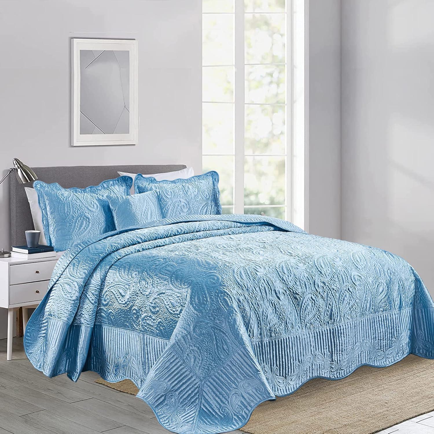 Serenta 4 Piece Quilted Satin Bedspread Set