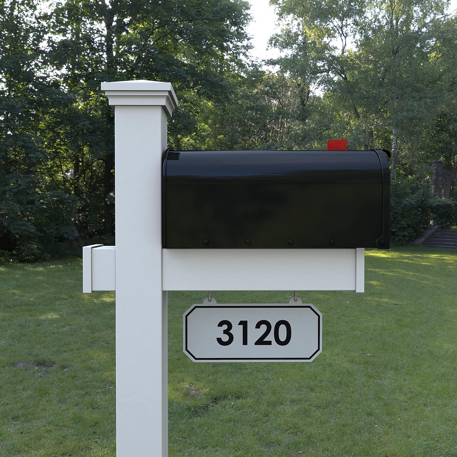 White Vinyl Mailbox Post with Black Steel Mailbox