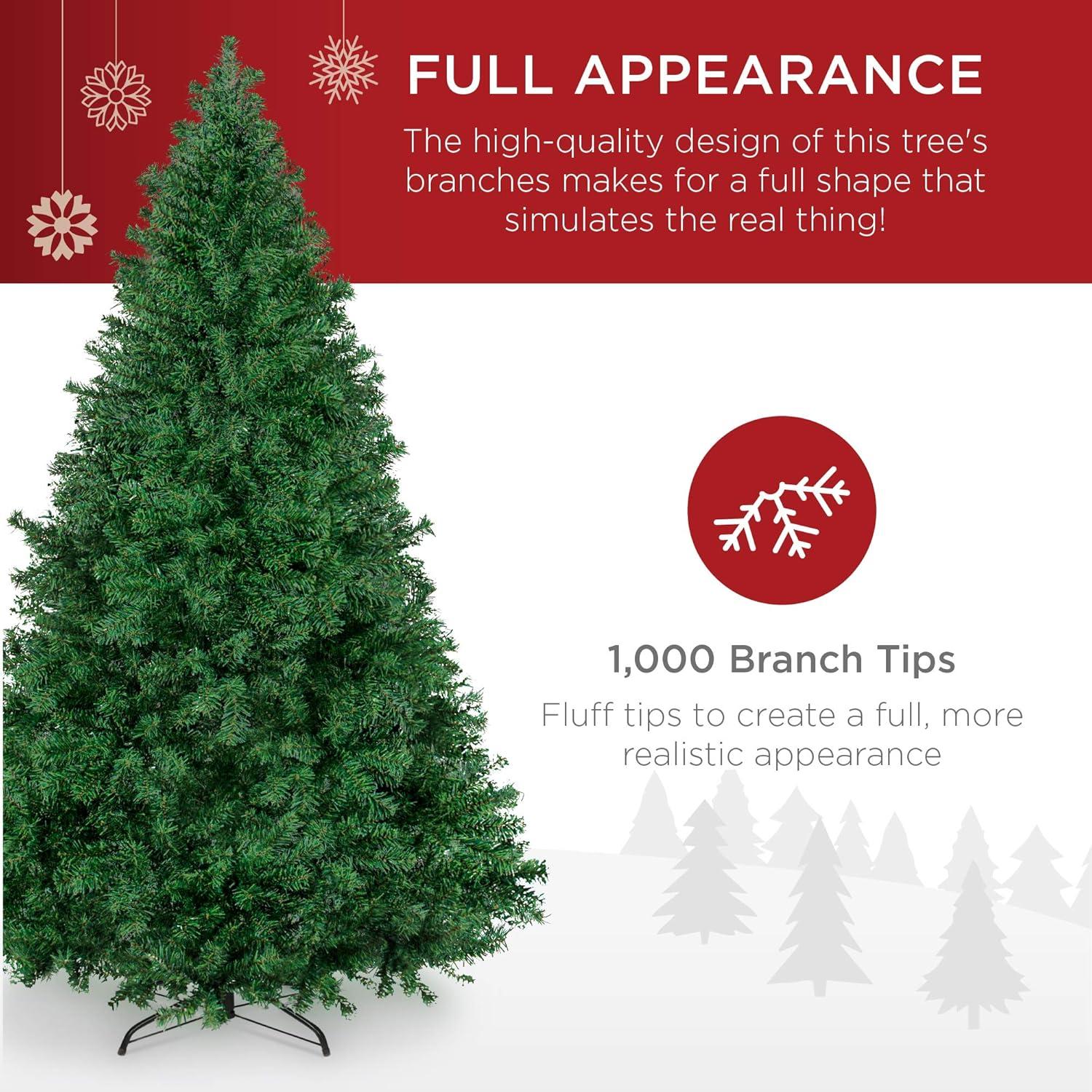 SUGIFT 6ft Premium Artificial Christmas Tree Pine Hinged Xmas Tree W/1000 Branch Tips & Metal Stand