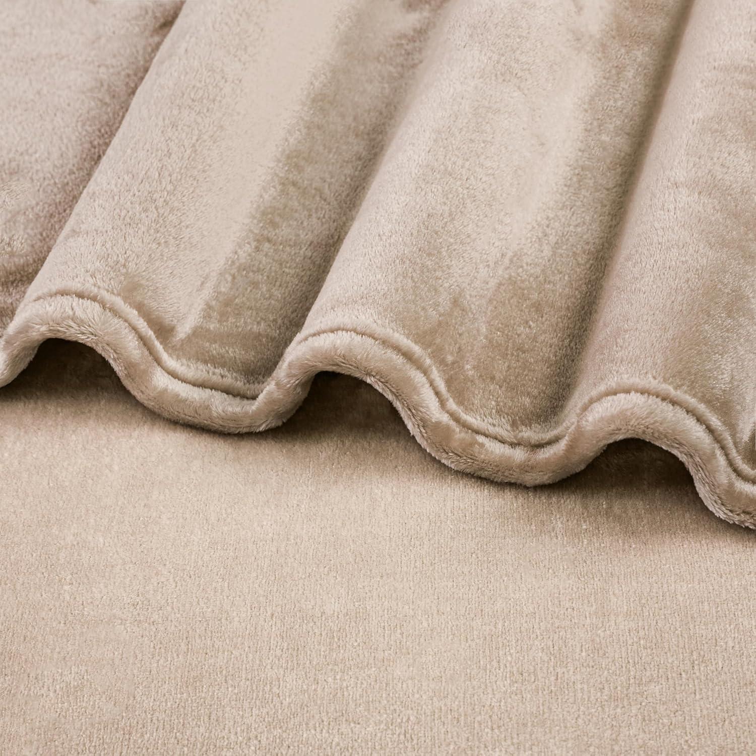 PAVILIA Luxury Fleece Blanket Throw for Bed, Soft Lightweight Plush Flannel Blanket for Sofa Couch , Taupe/Throw - 50x60