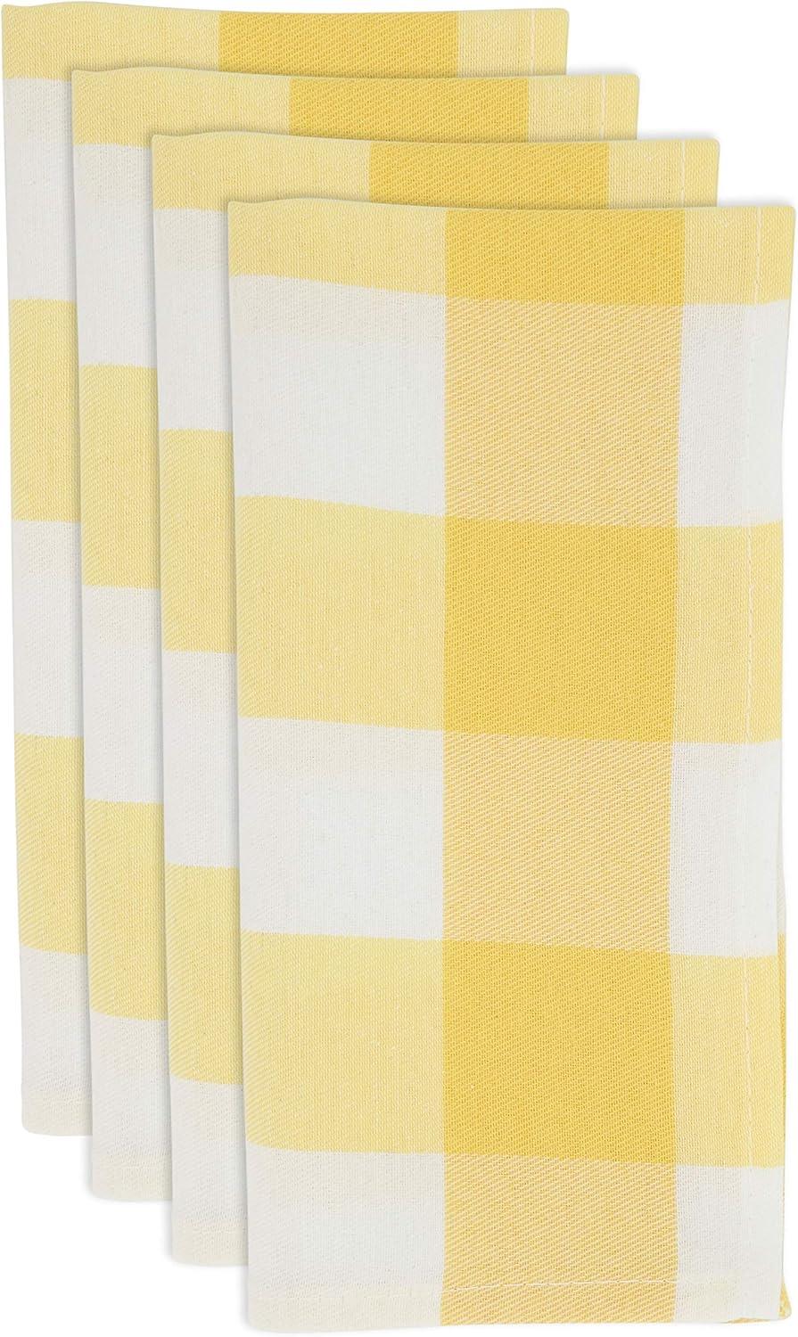 Yellow and White Buffalo Plaid Cotton Blend Table Napkins Set of 4