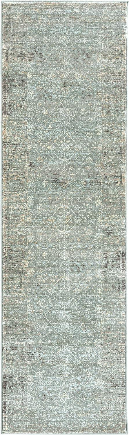 Seriate Vintage Green Traditional Runner Rug 2'2" x 7'7"