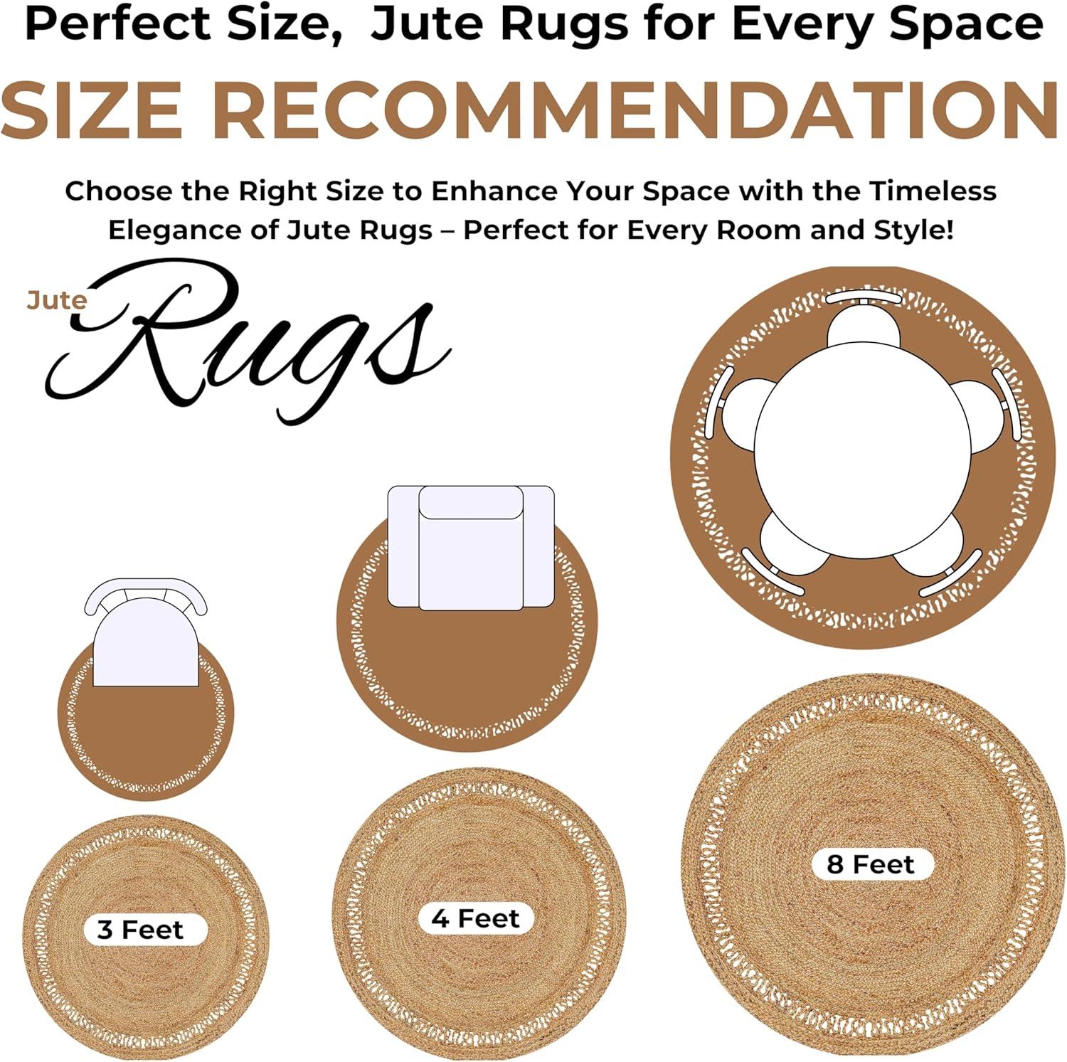 Nuloom 4 Round Rigo Jute Hand Woven Indoor Area Rug, Natural, Solid Farmhouse Design, Natural Fiber Bedroom, Living Room, Kitchen,