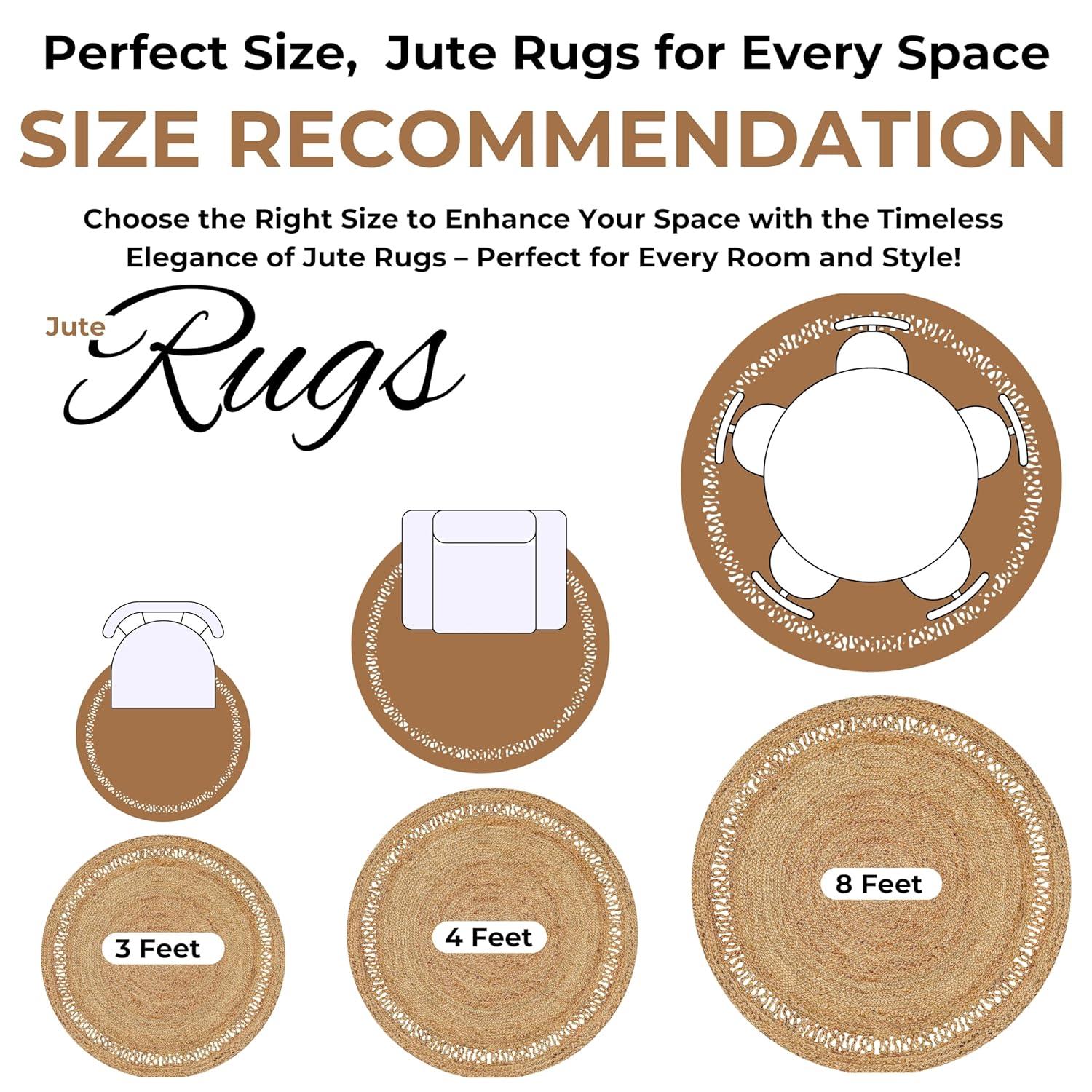 Nuloom 4 Round Rigo Jute Hand Woven Indoor Area Rug, Natural, Solid Farmhouse Design, Natural Fiber Bedroom, Living Room, Kitchen,