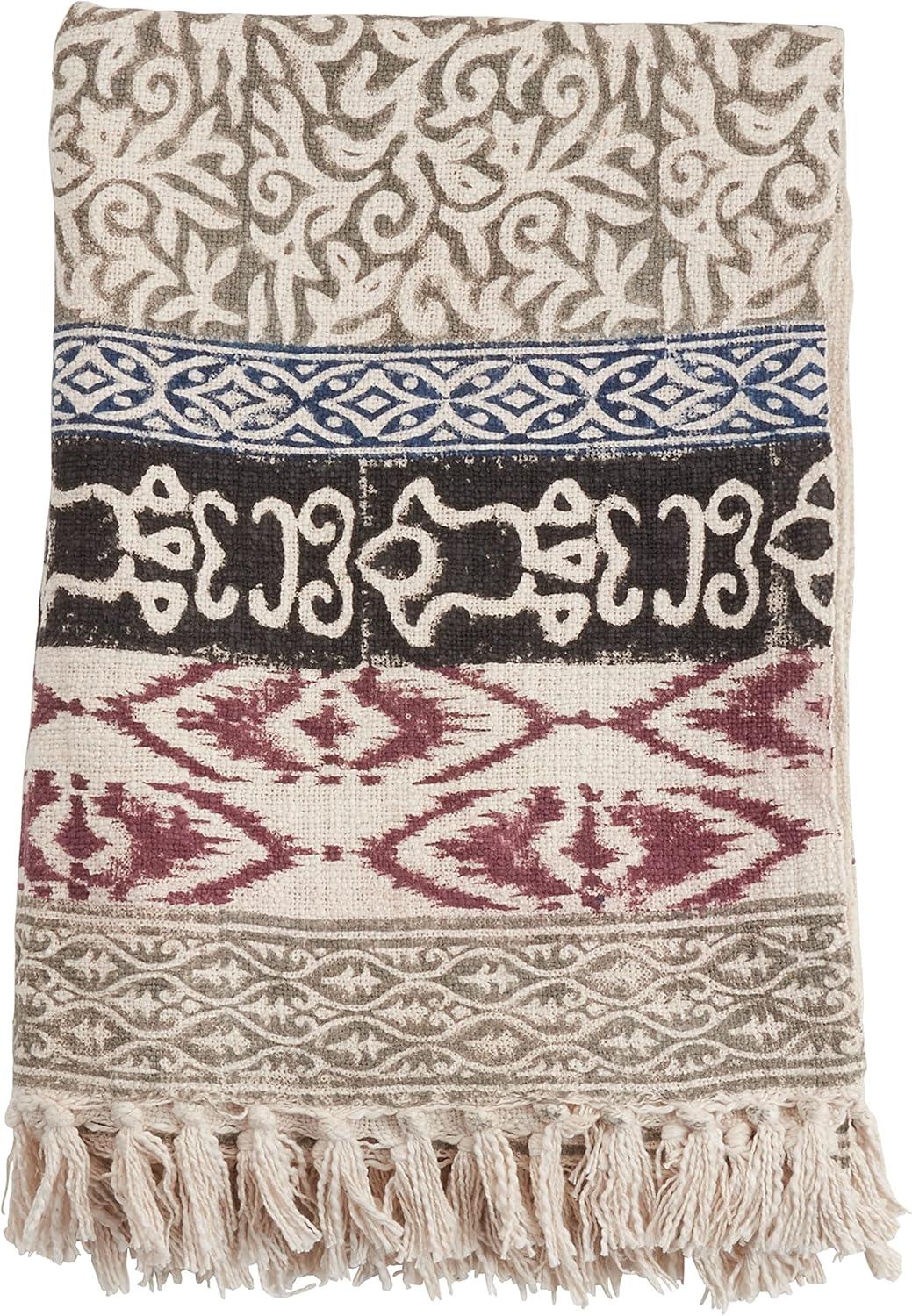 Reversible Multicolor Cotton Block Print Throw Blanket