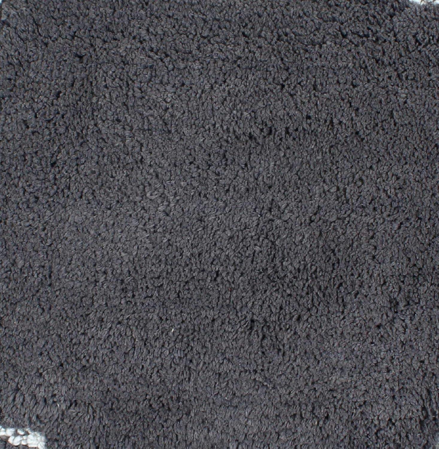 Modern Fluffy Tufted Cotton Bath Mat 21" x 34" in Dark Gray
