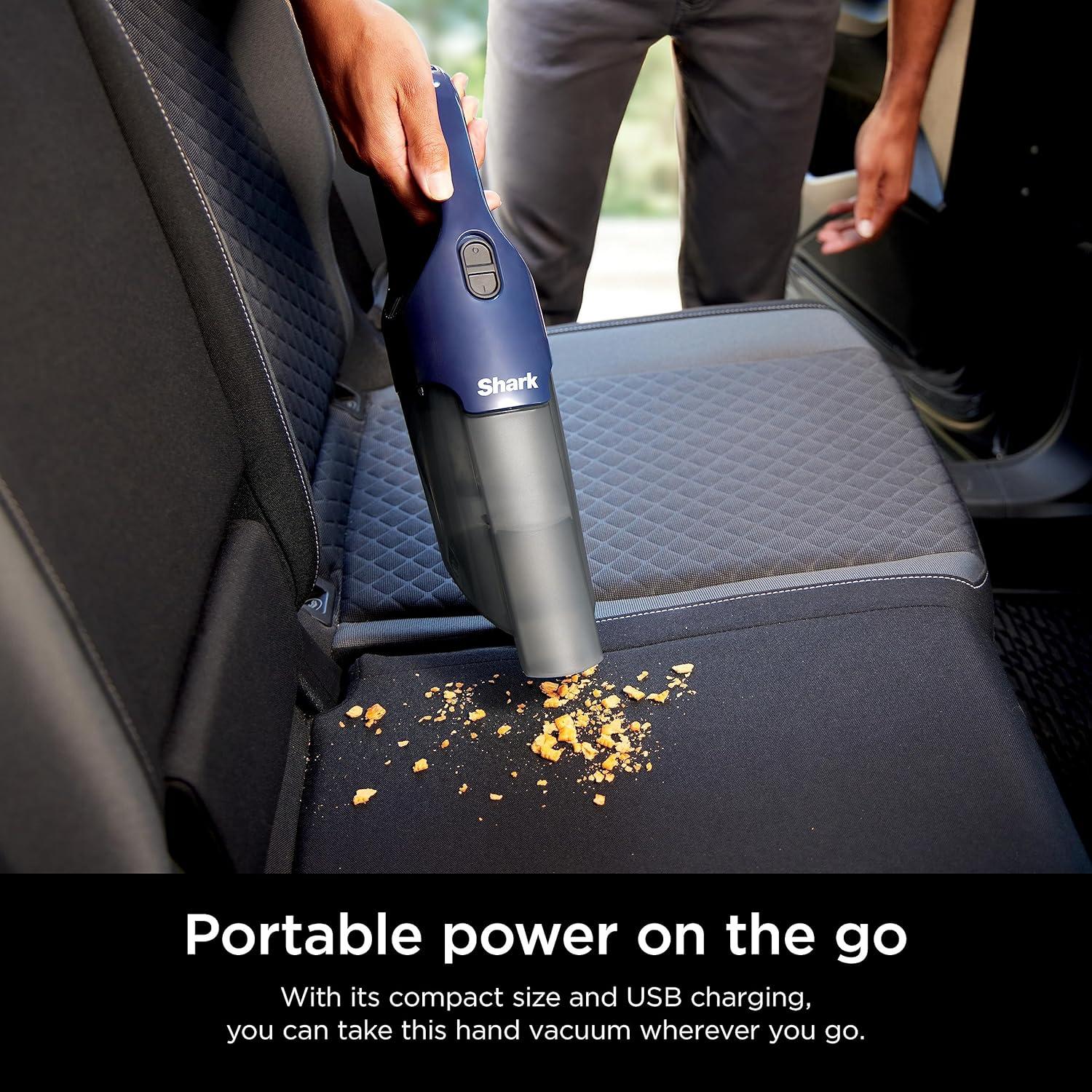 Shark Cyclone PET Handheld Vacuum with PetExtract Hair, 8" Crevice Tool, HyperVelocity Suction, Navy Blue/Grey