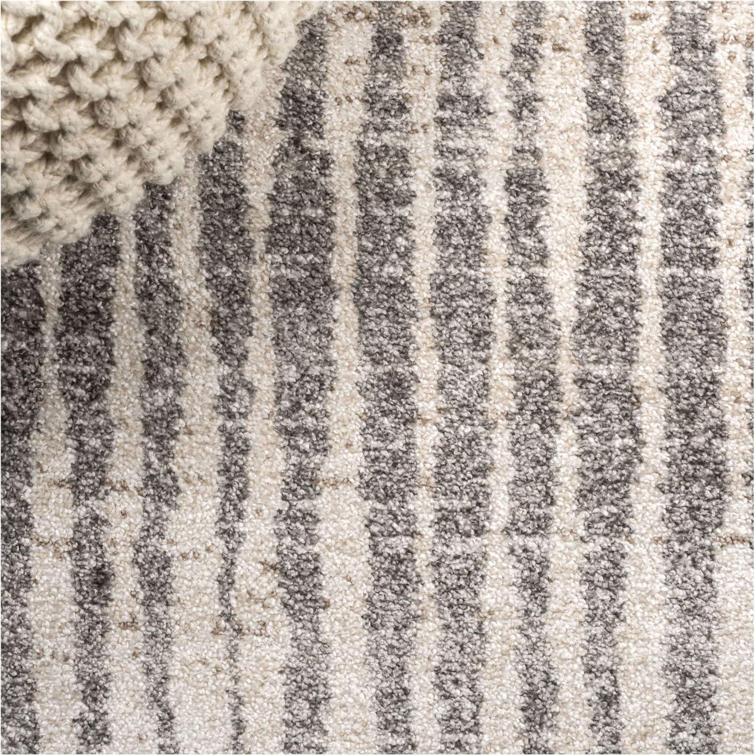 2'x8' Skoura Modern Bold Stripe Runner Rug, Beige/Dark Gray - JONATHAN Y