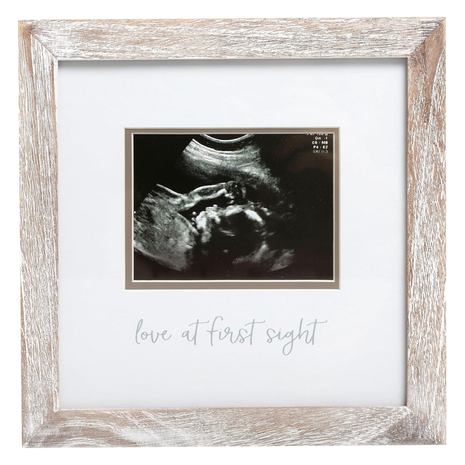 Pearhead Love at First Sight Sonogram Picture Frame - Rustic White