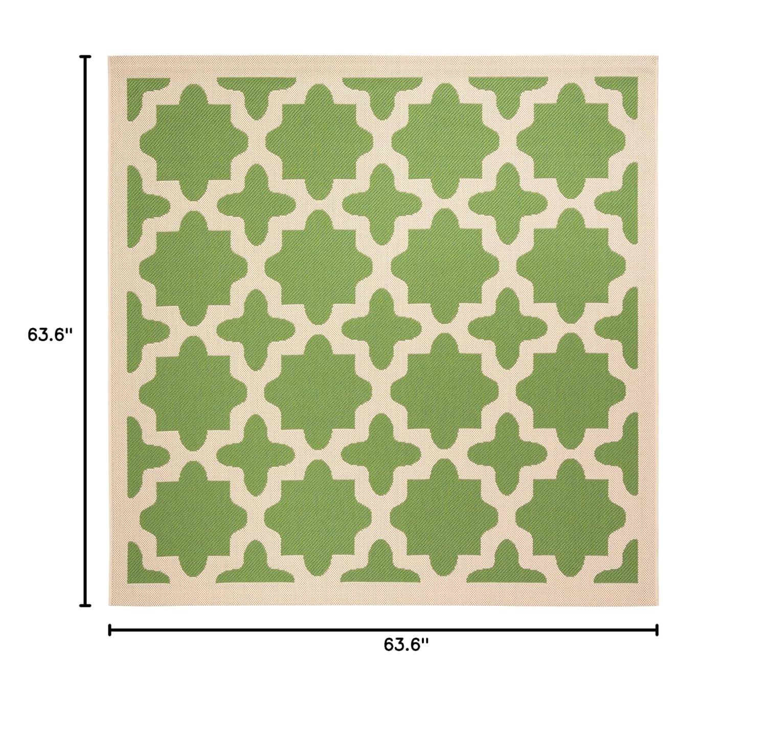 Courtyard CY6913 Power Loomed Indoor and Outdoor Area Rug - Green/Beige - 5'3"x5'3" - Safavieh