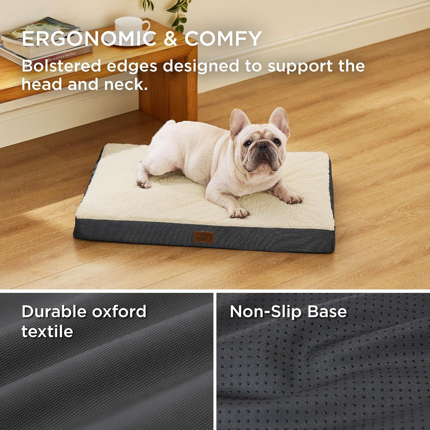 Bedsure Dog Bed Medium Size Dog - Orthopedic Waterproof Puppy Beds with Removable Washable Cover, Egg Crate Foam Pet Mat, Suitable for Pet Up to 35 lbs