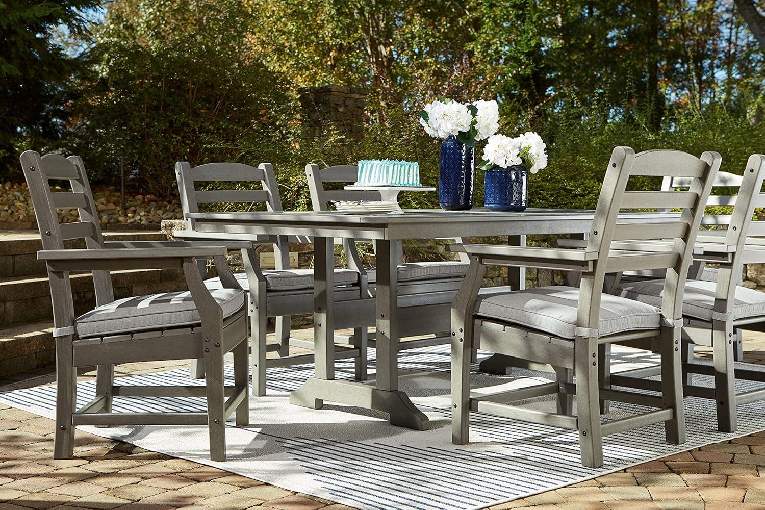 Ashley Furniture Visola Outdoor Plastic Dining Table in Gray